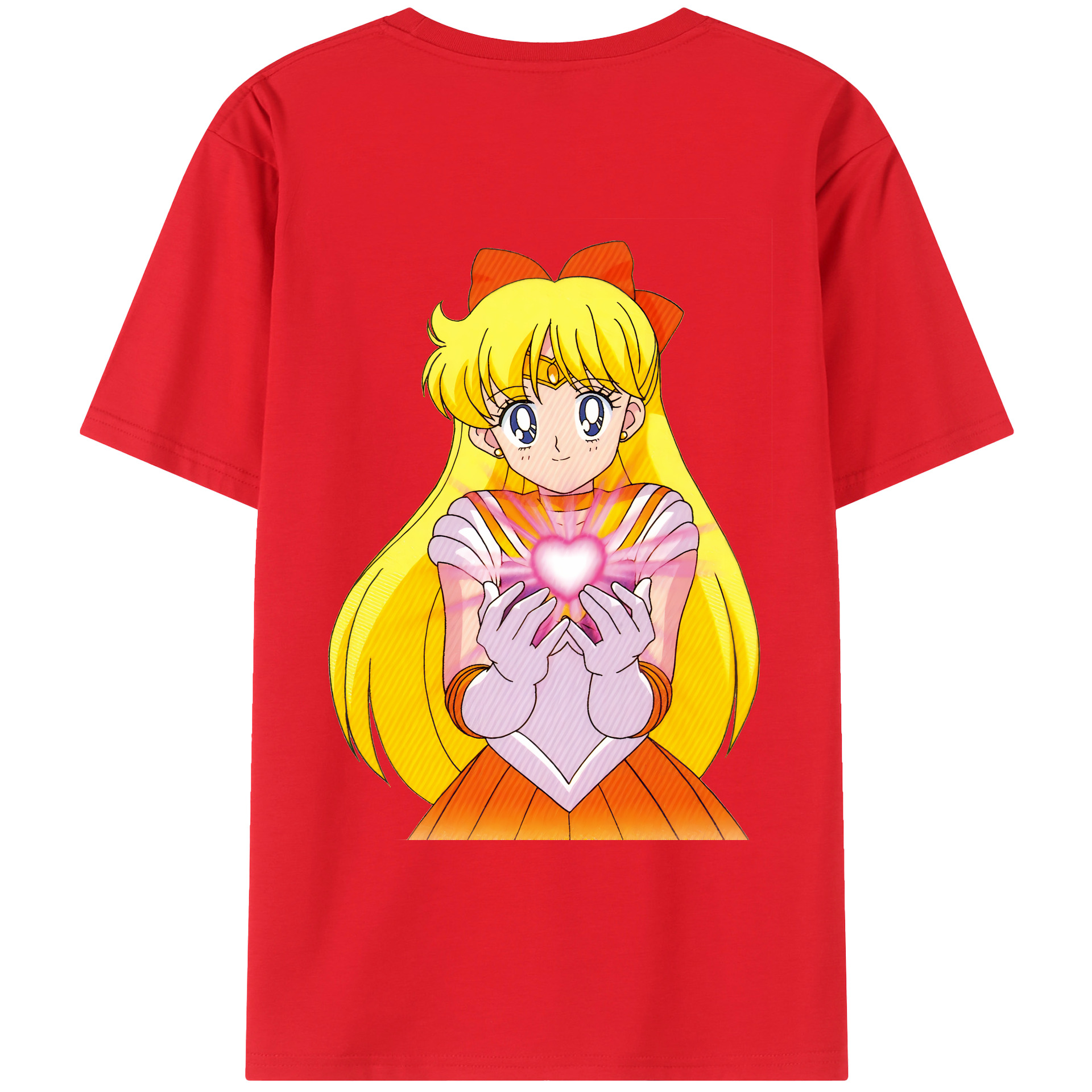 （画像用） 美少女戦士セーラームーン 愛野 美奈子 あいの みなこ Sailor Moon Aino Minako 綿100％ メンズ半袖Tシャツ（バックプリント） 通気性