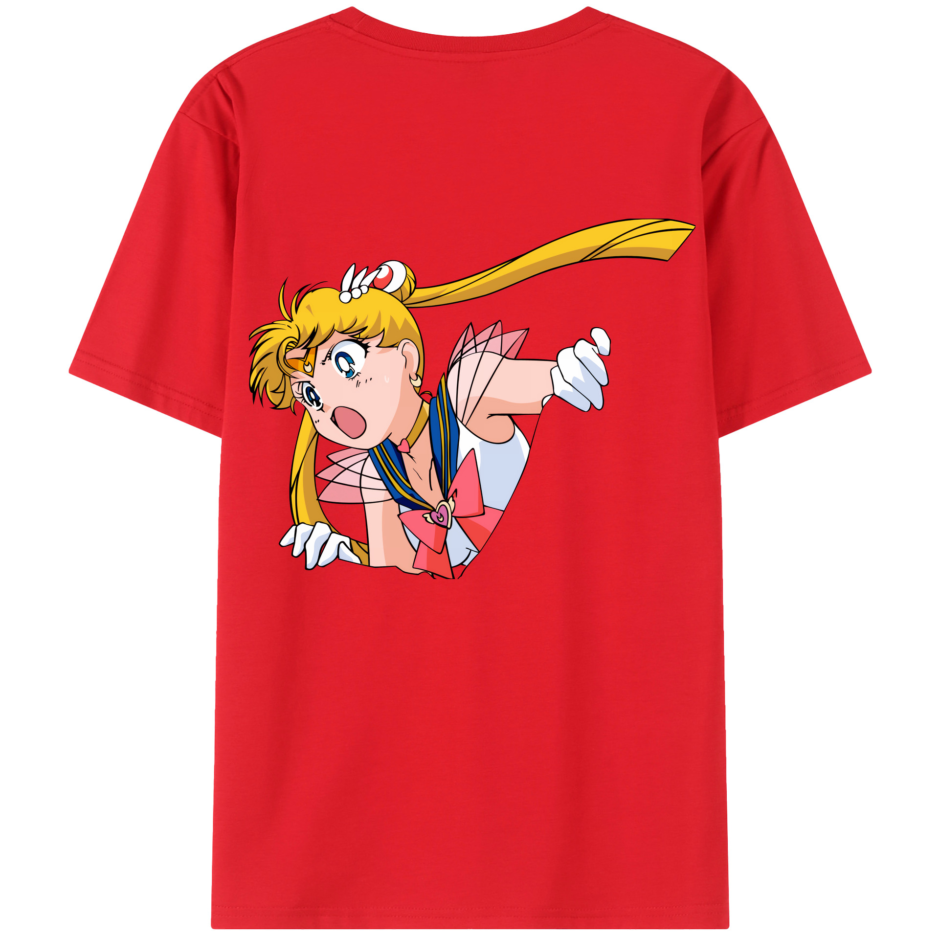 （画像用） 美少女戦士セーラームーン 月野 うさぎ つきの うさぎ Sailor Moon Tsukino Usagi 綿100％ メンズ半袖Tシャツ（バックプリント） 通気性