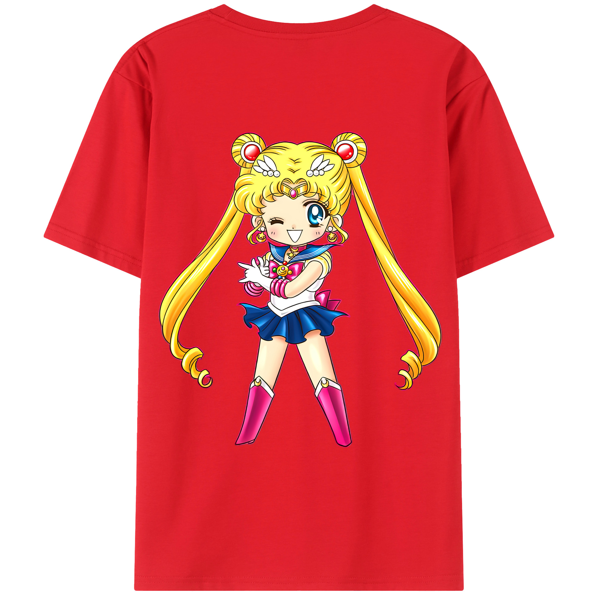（画像用） 美少女戦士セーラームーン 月野 うさぎ つきの うさぎ Sailor Moon Tsukino Usagi 綿100％ メンズ半袖Tシャツ（バックプリント） 通気性