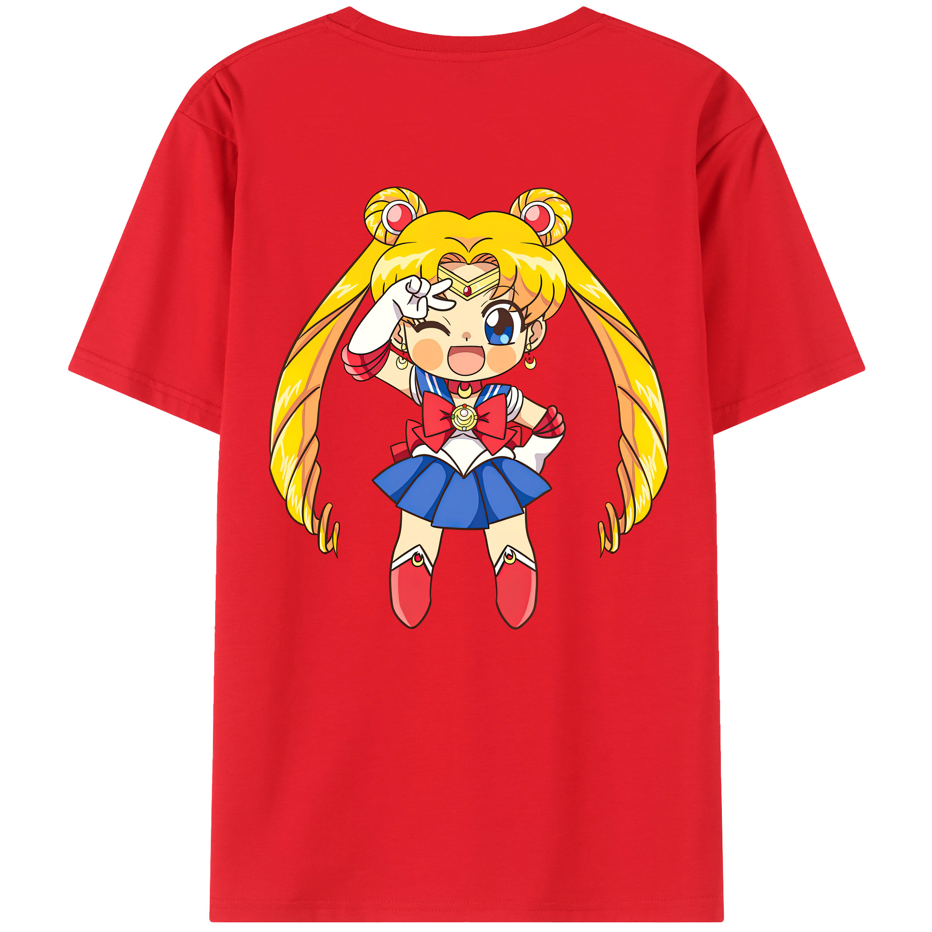 （画像用） 美少女戦士セーラームーン 月野 うさぎ つきの うさぎ Sailor Moon Tsukino Usagi 綿100％ メンズ半袖Tシャツ（バックプリント） 通気性