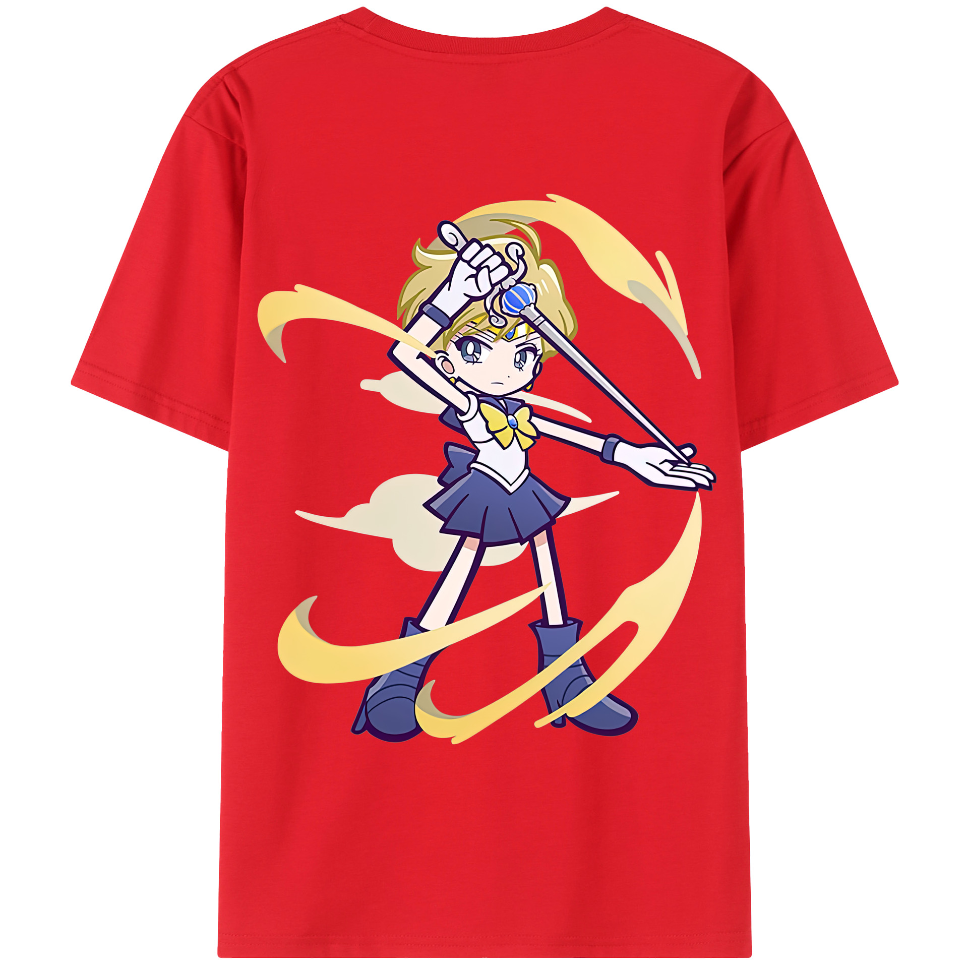 （画像用） 美少女戦士セーラームーン 天王はるか Sailor Moon Tenoh Haruka 綿100％ メンズ半袖Tシャツ（バックプリント） 通気性
