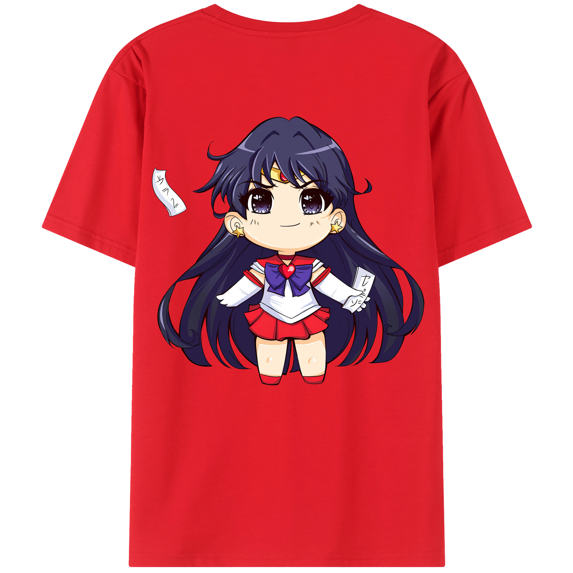 （画像用） 美少女戦士セーラームーン 火野レイ ひの レイ Sailor Moon Hino Rei （セーラーマーズ,Sailor Mars） 綿100％ メンズ半袖Tシャツ（バックプリント） 通気性