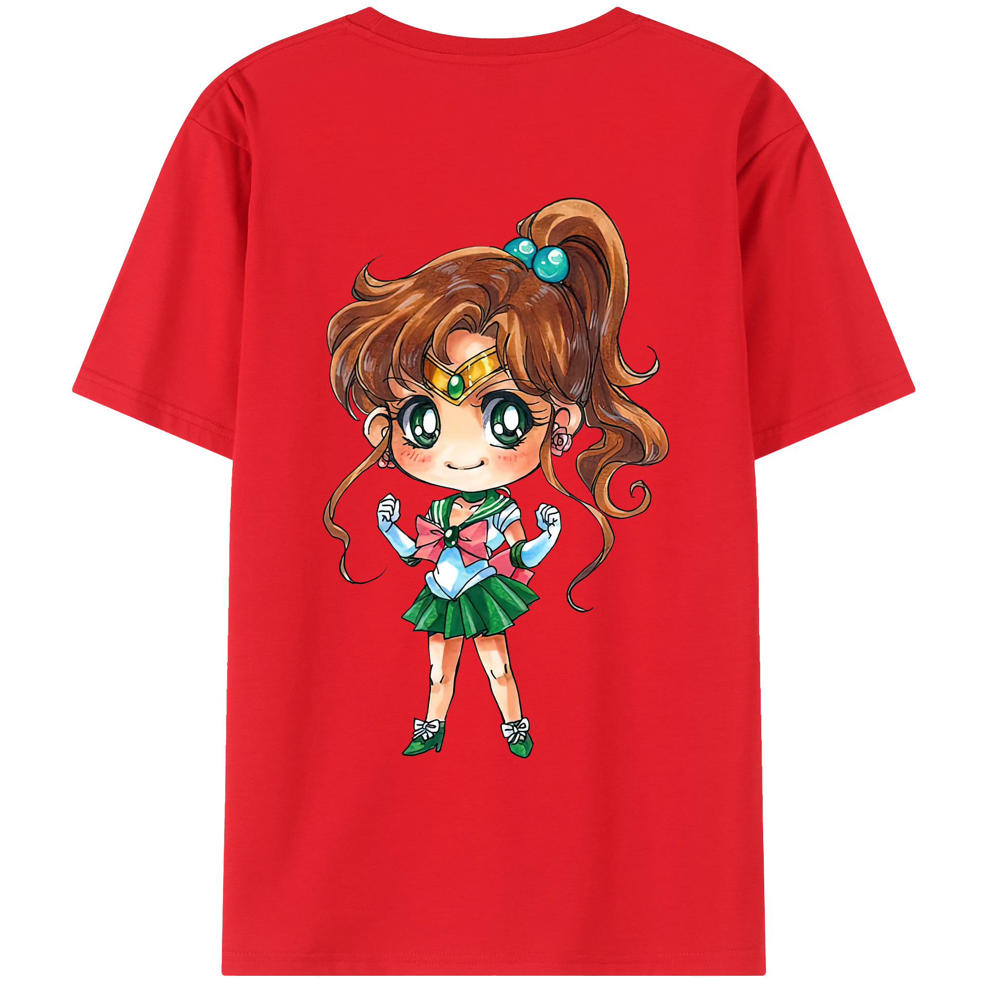（画像用） 美少女戦士セーラームーン 木野 まこと きの まこと Sailor Moon Kino Makoto （セーラージュピター；Sailor Jupiter） 綿100％ メンズ半袖Tシャツ（バックプリント） 通気性
