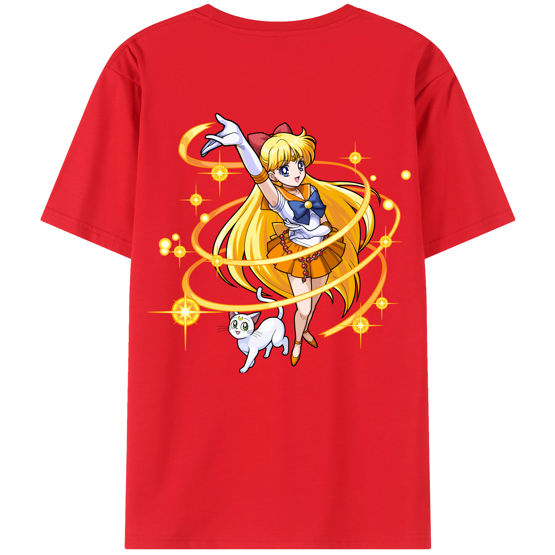 （画像用） 美少女戦士セーラームーン 愛野 美奈子 あいの みなこ Sailor Moon Aino Minako 綿100％ メンズ半袖Tシャツ（バックプリント） 通気性