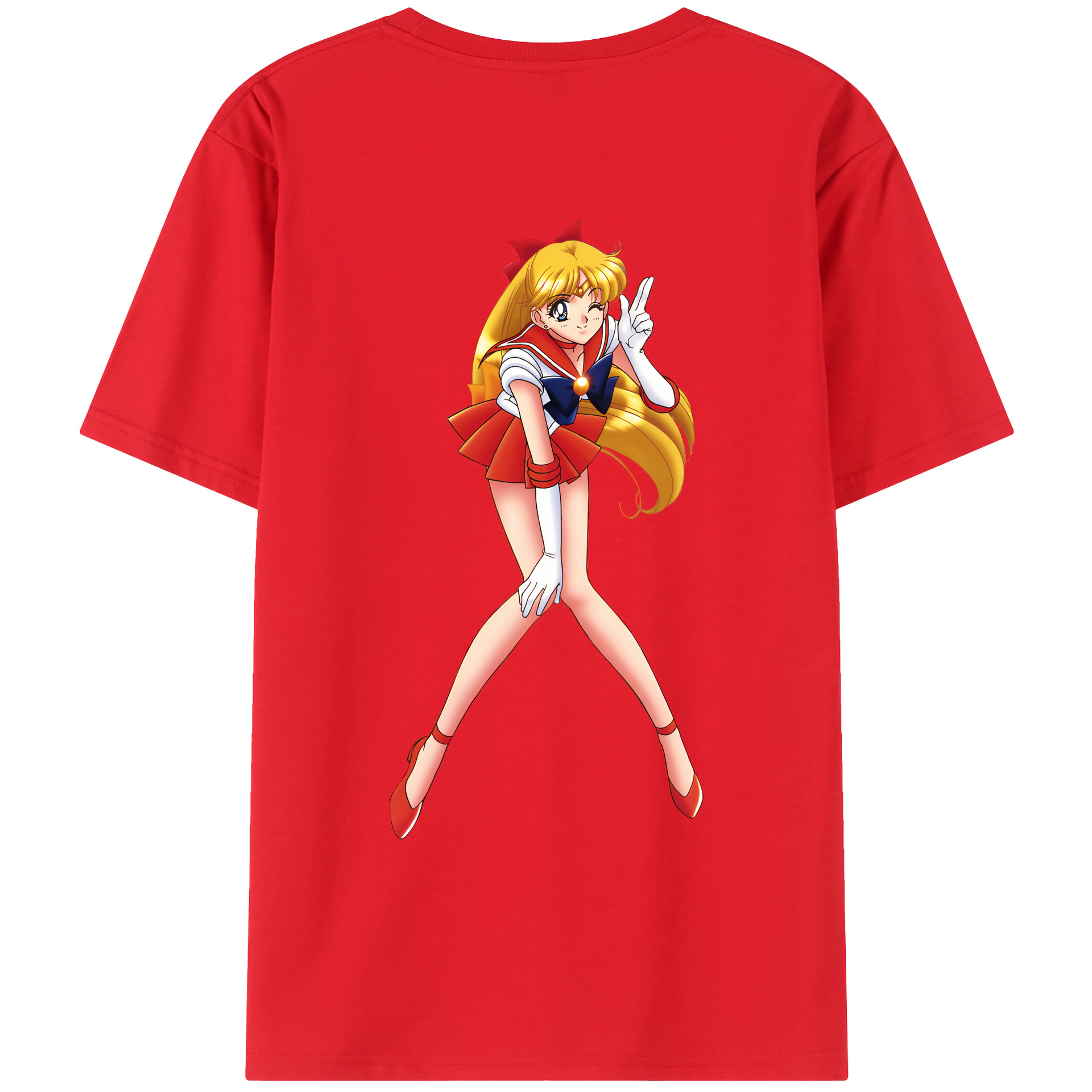 （画像用） 美少女戦士セーラームーン 愛野 美奈子 あいの みなこ Sailor Moon Aino Minako 綿100％ メンズ半袖Tシャツ（バックプリント） 通気性