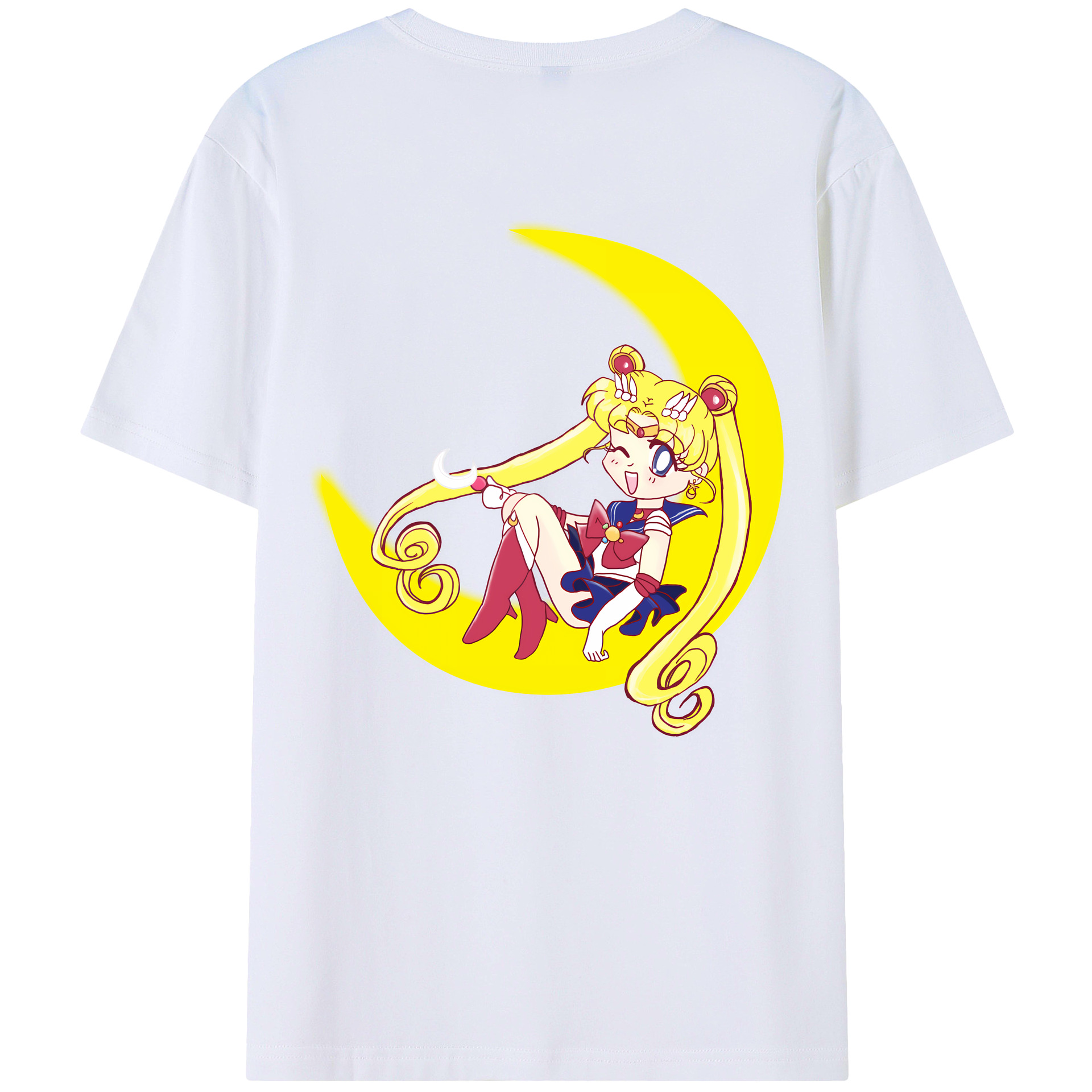 （画像用） 美少女戦士セーラームーン 月野 うさぎ つきの うさぎ Sailor Moon Tsukino Usagi 綿100％ メンズ半袖Tシャツ（バックプリント） 通気性