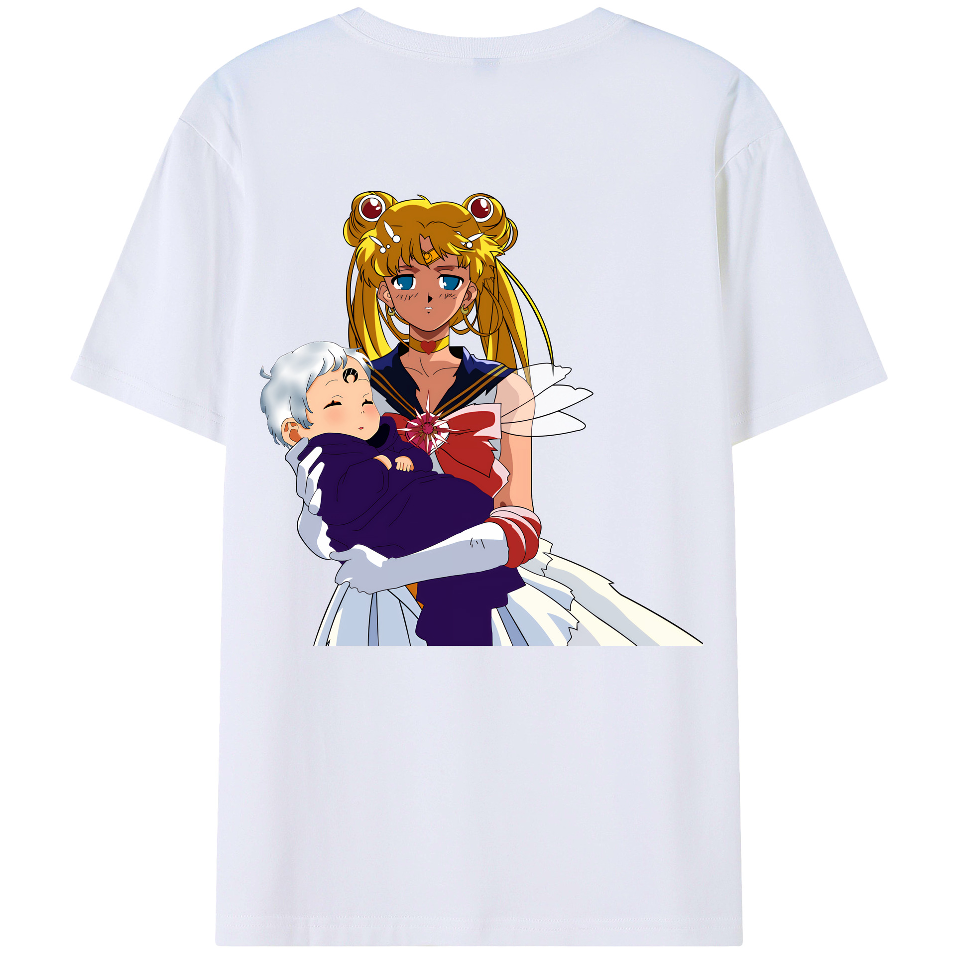 （画像用） 美少女戦士セーラームーン 月野 うさぎ つきの うさぎ Sailor Moon Tsukino Usagi 綿100％ メンズ半袖Tシャツ（バックプリント） 通気性