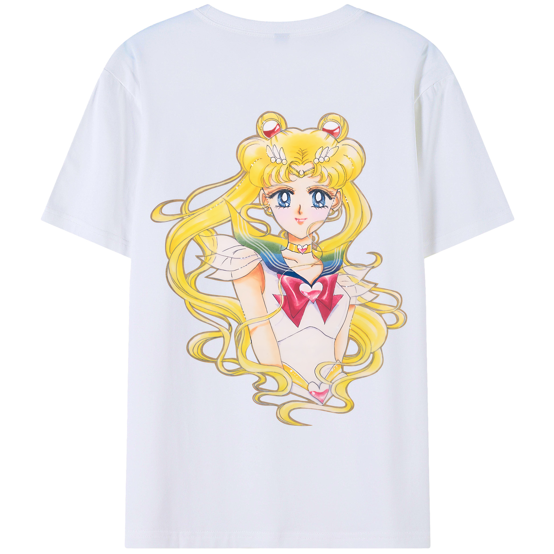 （画像用） 美少女戦士セーラームーン 月野 うさぎ つきの うさぎ Sailor Moon Tsukino Usagi 綿100％ メンズ半袖Tシャツ（バックプリント） 通気性