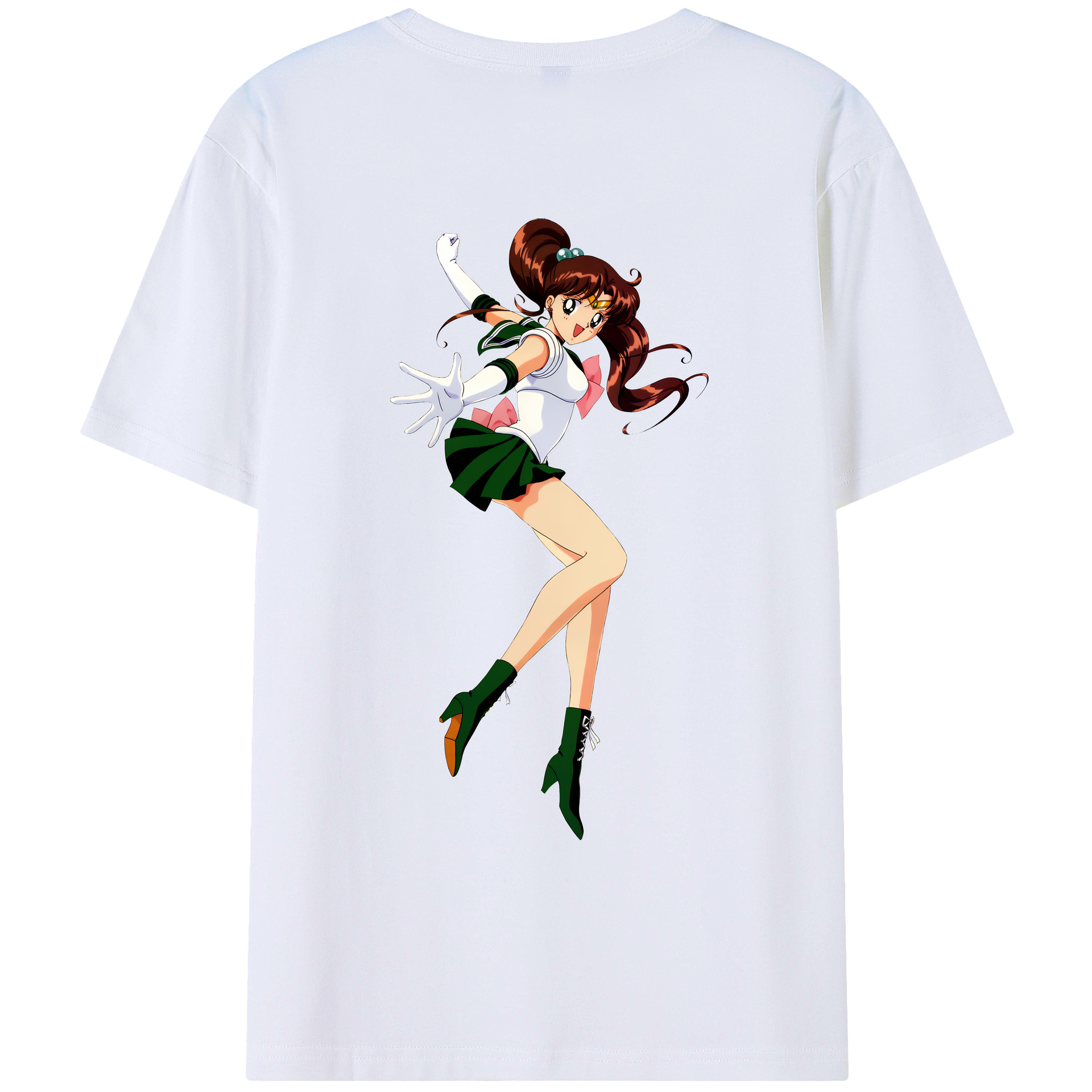 （画像用） 美少女戦士セーラームーン 木野 まこと きの まこと Sailor Moon Kino Makoto （セーラージュピター；Sailor Jupiter） 綿100％ メンズ半袖Tシャツ（バックプリント） 通気性