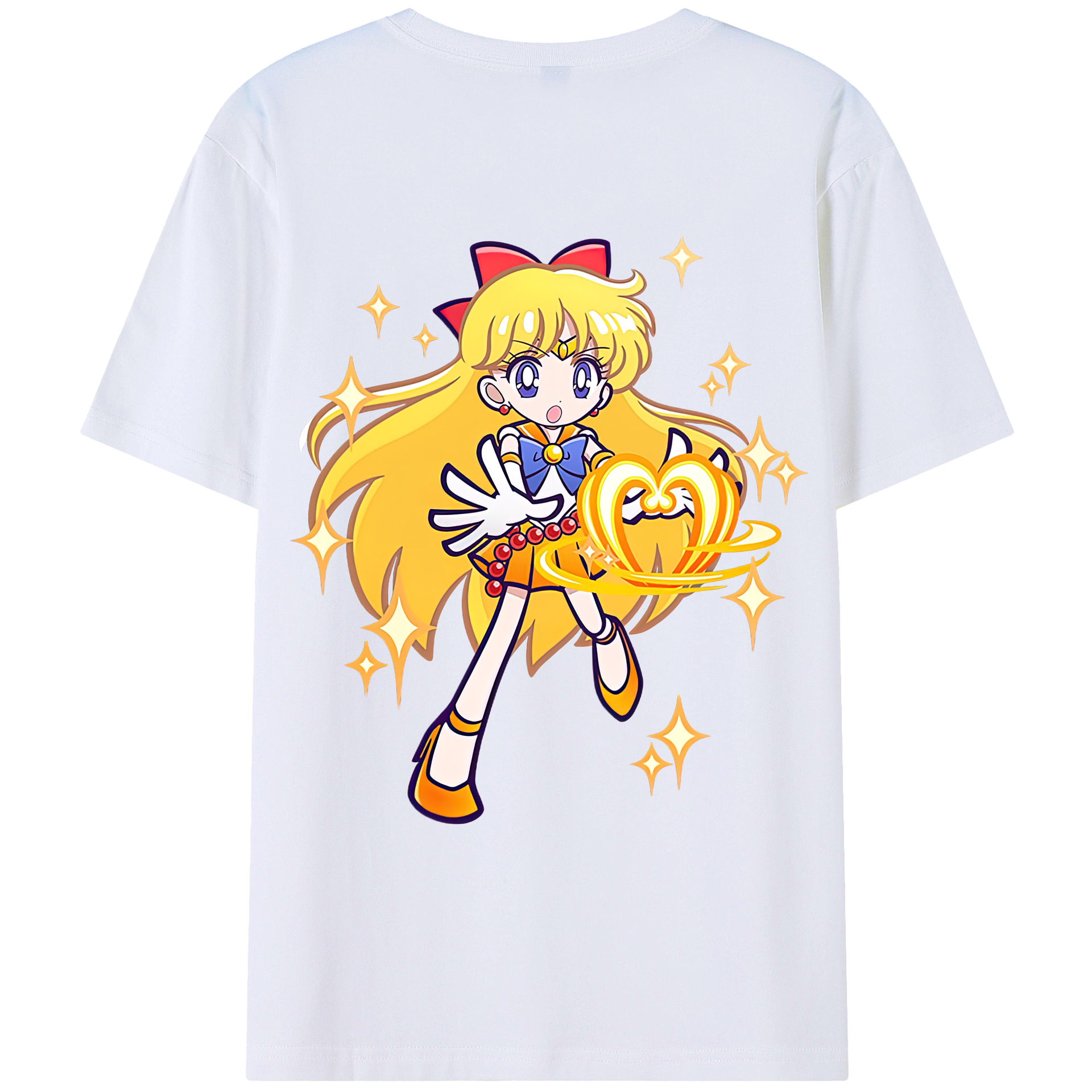 （画像用） 美少女戦士セーラームーン 愛野 美奈子 あいの みなこ Sailor Moon Aino Minako 綿100％ メンズ半袖Tシャツ（バックプリント） 通気性