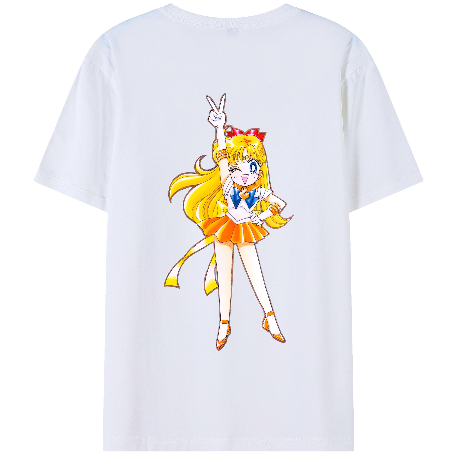 （画像用） 美少女戦士セーラームーン 愛野 美奈子 あいの みなこ Sailor Moon Aino Minako 綿100％ メンズ半袖Tシャツ（バックプリント） 通気性