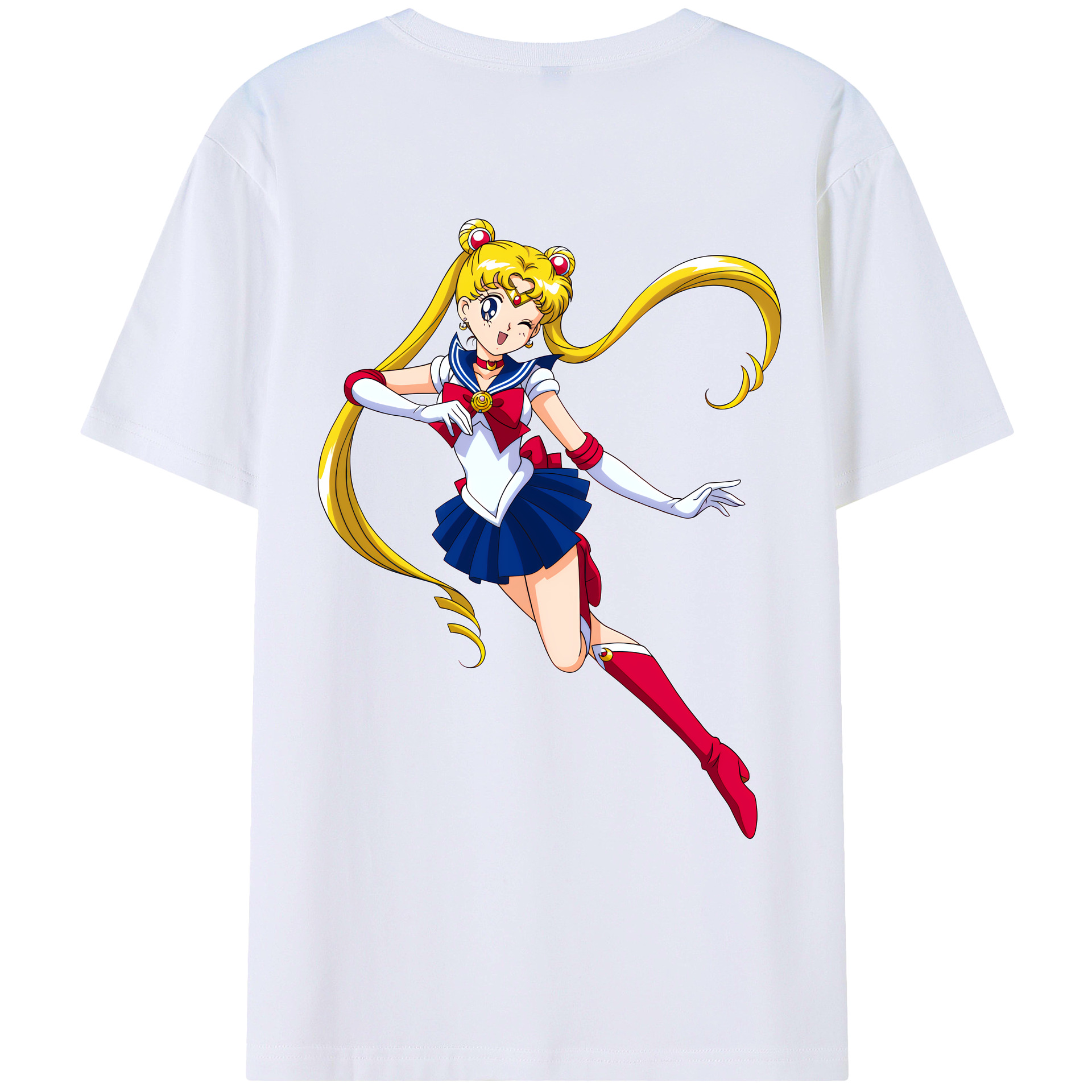 （画像用） 美少女戦士セーラームーン 月野 うさぎ つきの うさぎ Sailor Moon Tsukino Usagi 綿100％ メンズ半袖Tシャツ（バックプリント） 通気性