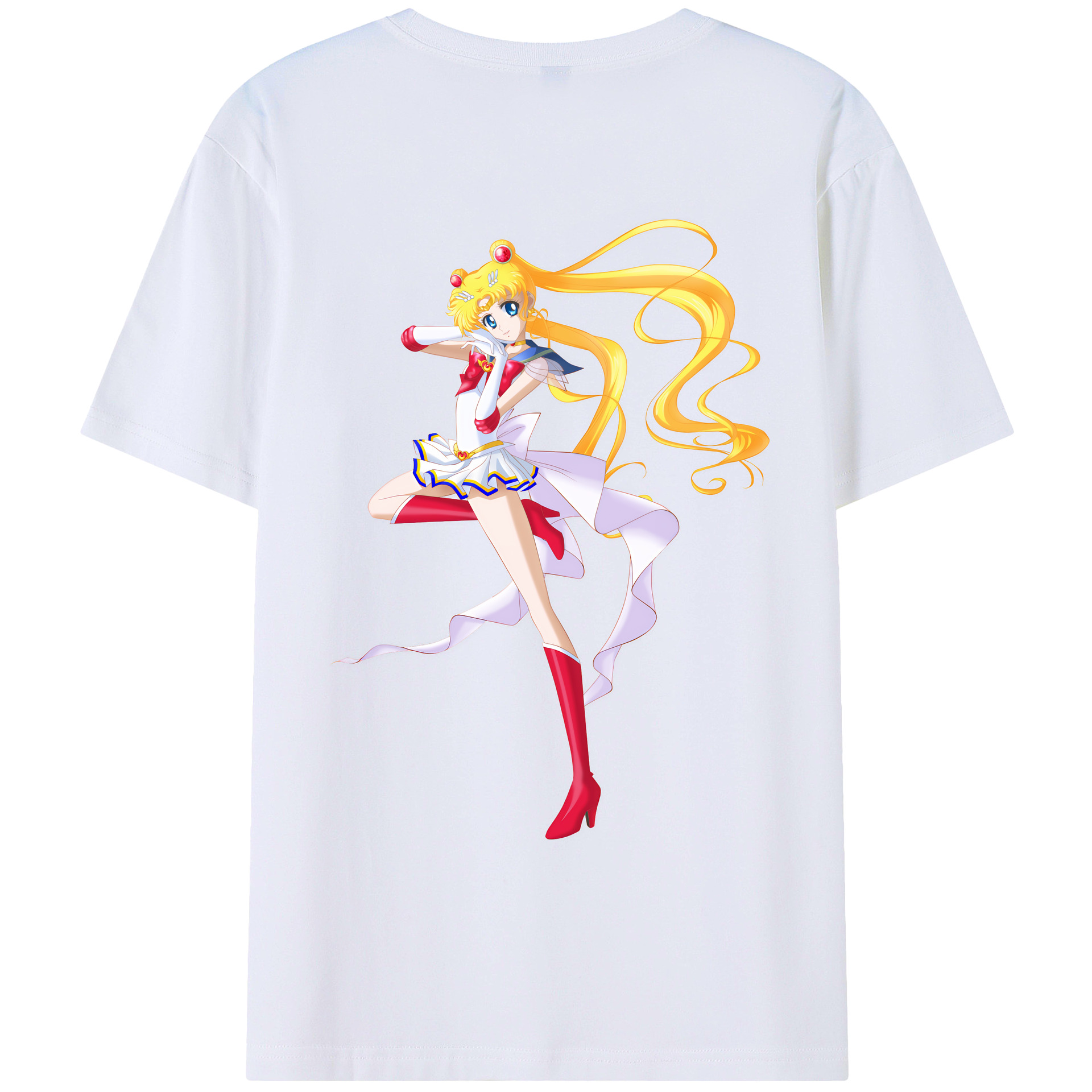 （画像用） 美少女戦士セーラームーン 月野 うさぎ つきの うさぎ Sailor Moon Tsukino Usagi 綿100％ メンズ半袖Tシャツ（バックプリント） 通気性