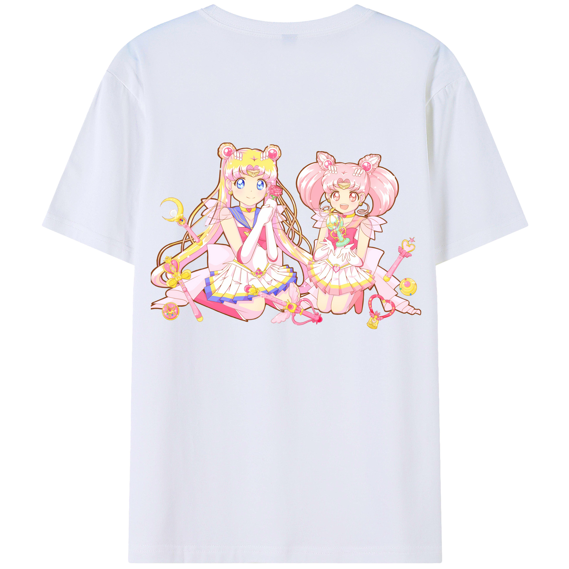（画像用） 美少女戦士セーラームーン 月野 うさぎ つきの うさぎ Sailor Moon Tsukino Usagi 綿100％ メンズ半袖Tシャツ（バックプリント） 通気性