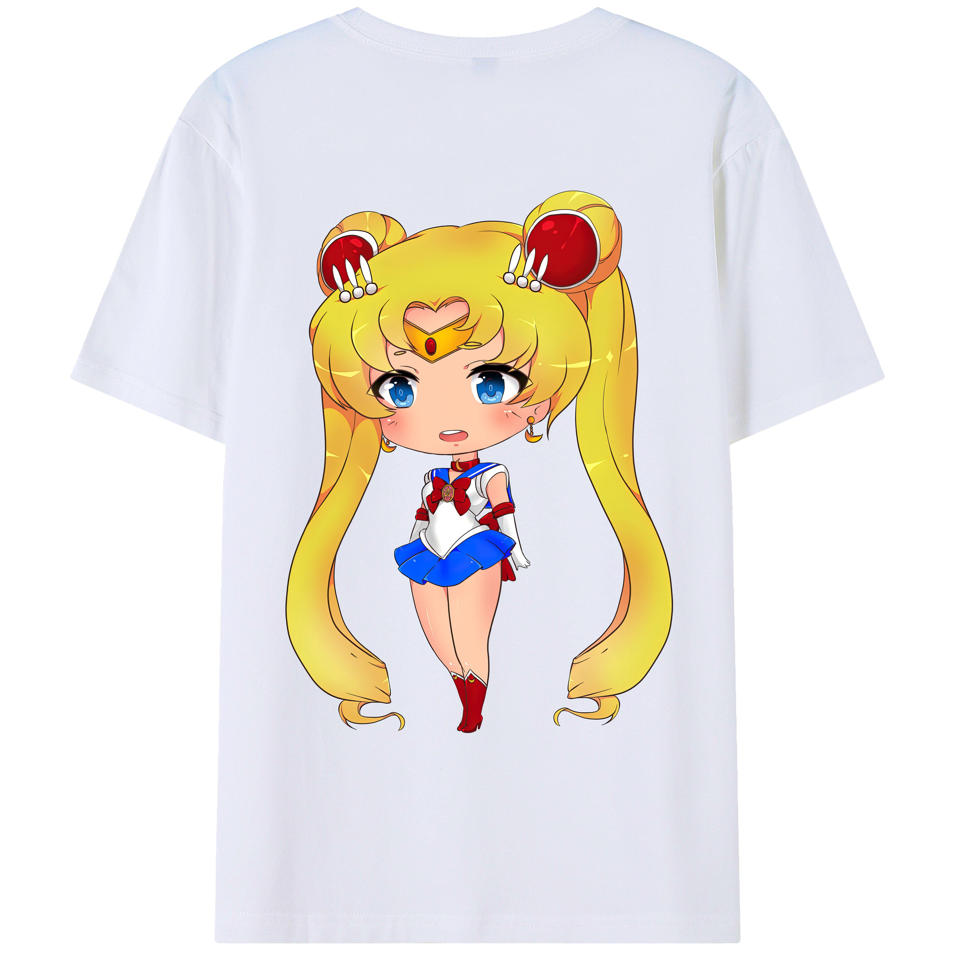 （画像用） 美少女戦士セーラームーン 月野 うさぎ つきの うさぎ Sailor Moon Tsukino Usagi 綿100％ メンズ半袖Tシャツ（バックプリント） 通気性