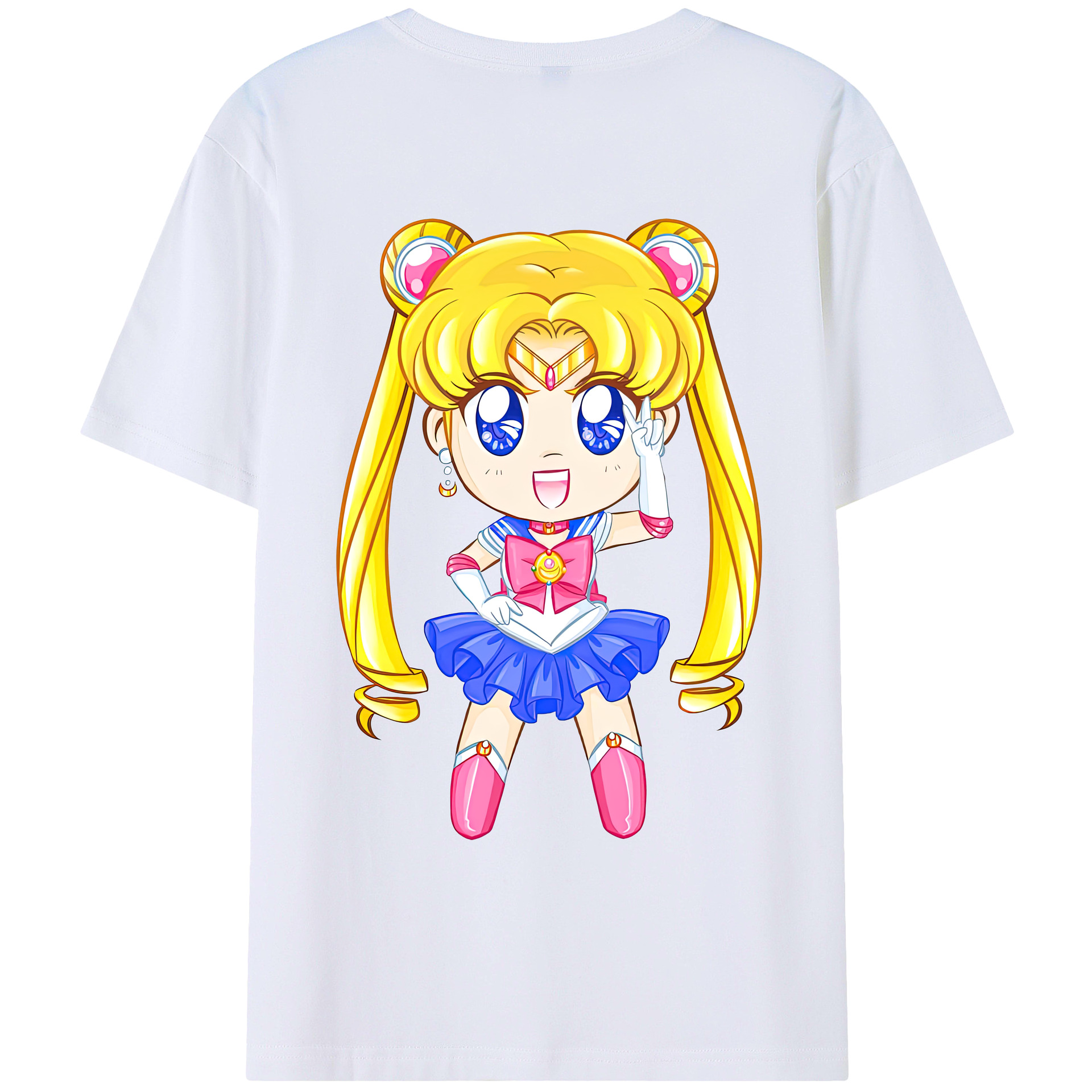 （画像用） 美少女戦士セーラームーン 月野 うさぎ つきの うさぎ Sailor Moon Tsukino Usagi 綿100％ メンズ半袖Tシャツ（バックプリント） 通気性