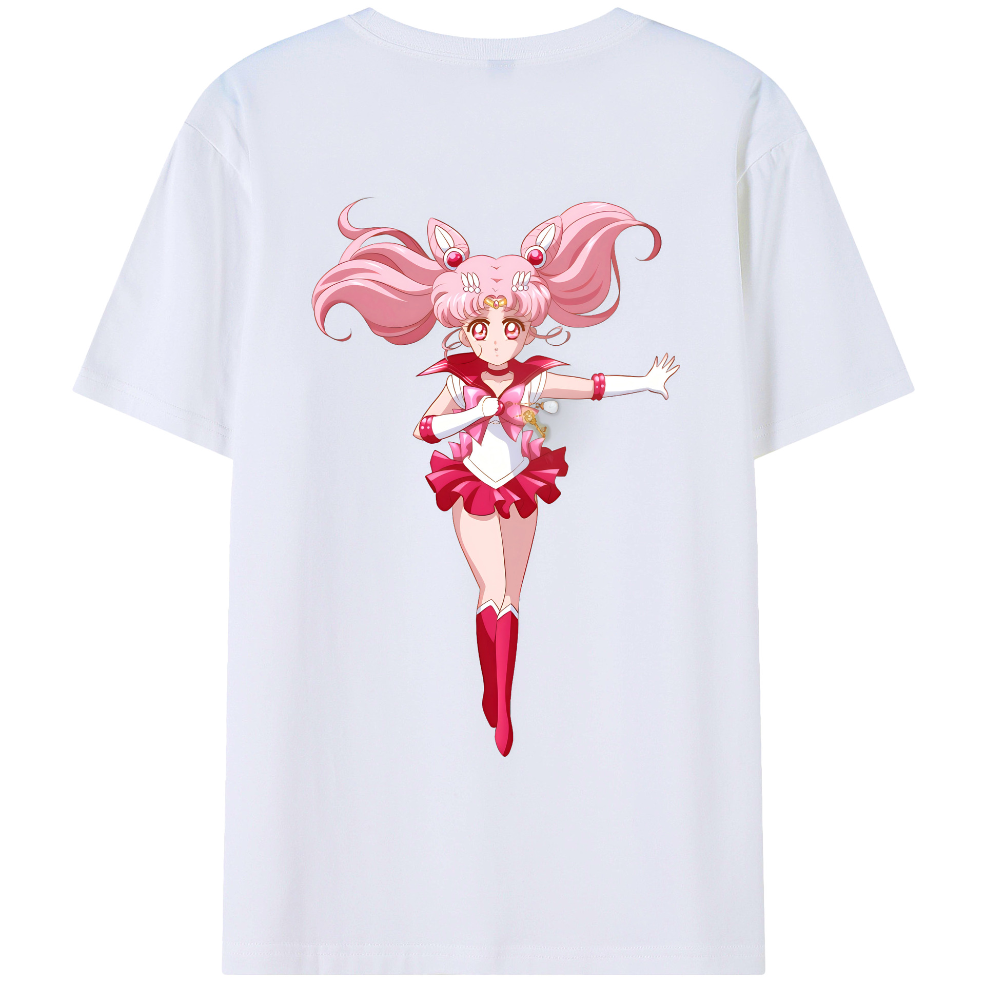 （画像用） 美少女戦士セーラームーン ちびうさ Sailor Moon Chibiusa Tsukino Usagi Small Lady Serenity 綿100％ メンズ半袖Tシャツ（バックプリント） 通気性