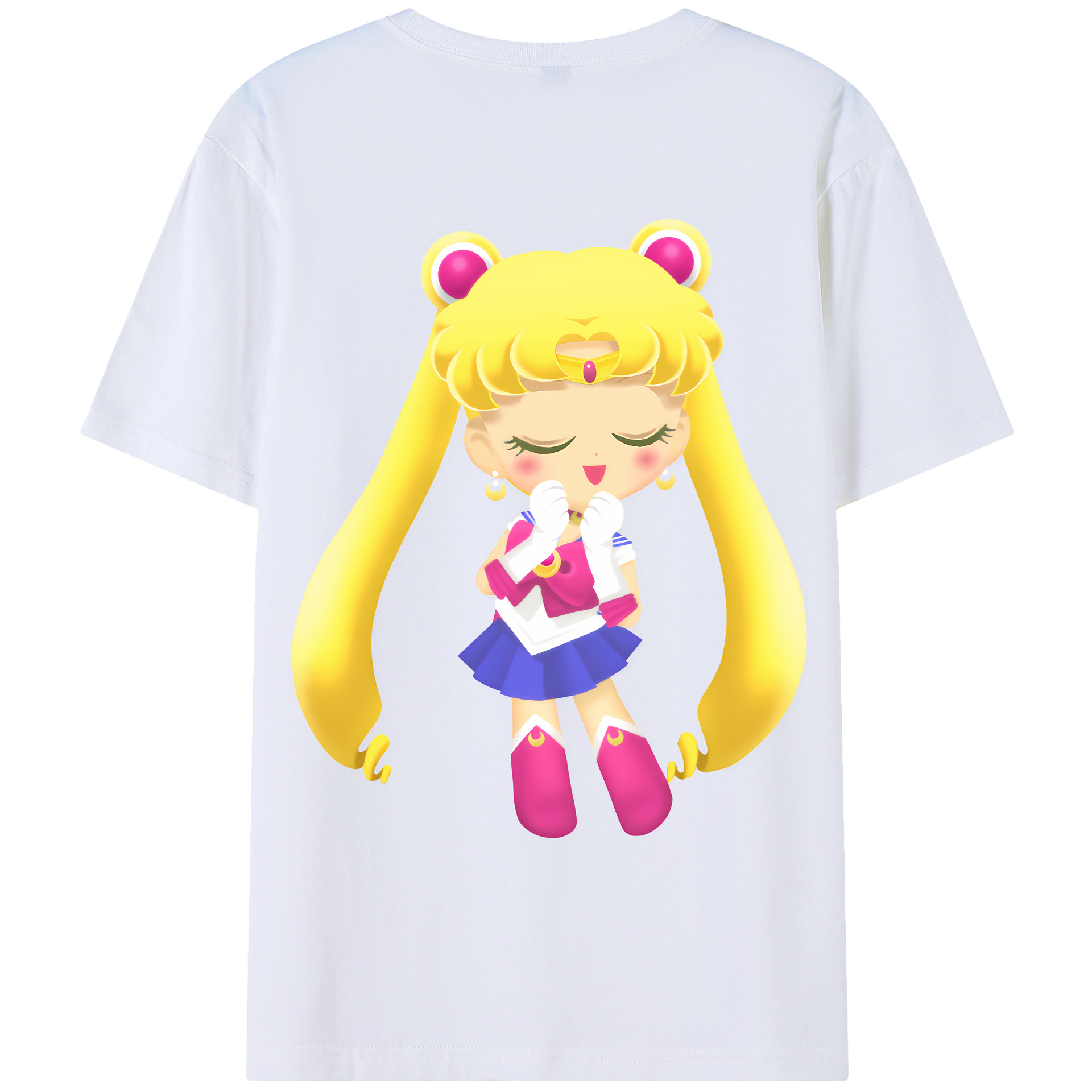 （画像用） 美少女戦士セーラームーン 月野 うさぎ つきの うさぎ Sailor Moon Tsukino Usagi 綿100％ メンズ半袖Tシャツ（バックプリント） 通気性