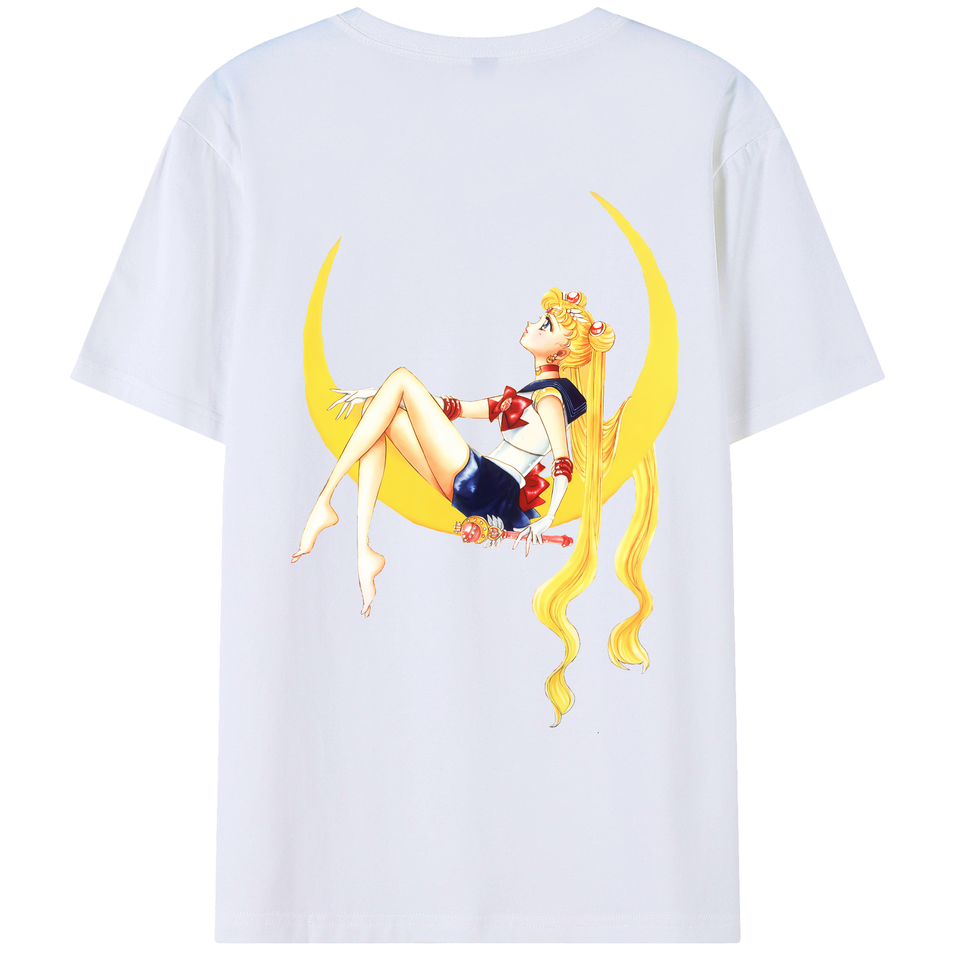 （画像用） 美少女戦士セーラームーン 月野 うさぎ つきの うさぎ Sailor Moon Tsukino Usagi 綿100％ メンズ半袖Tシャツ（バックプリント） 通気性