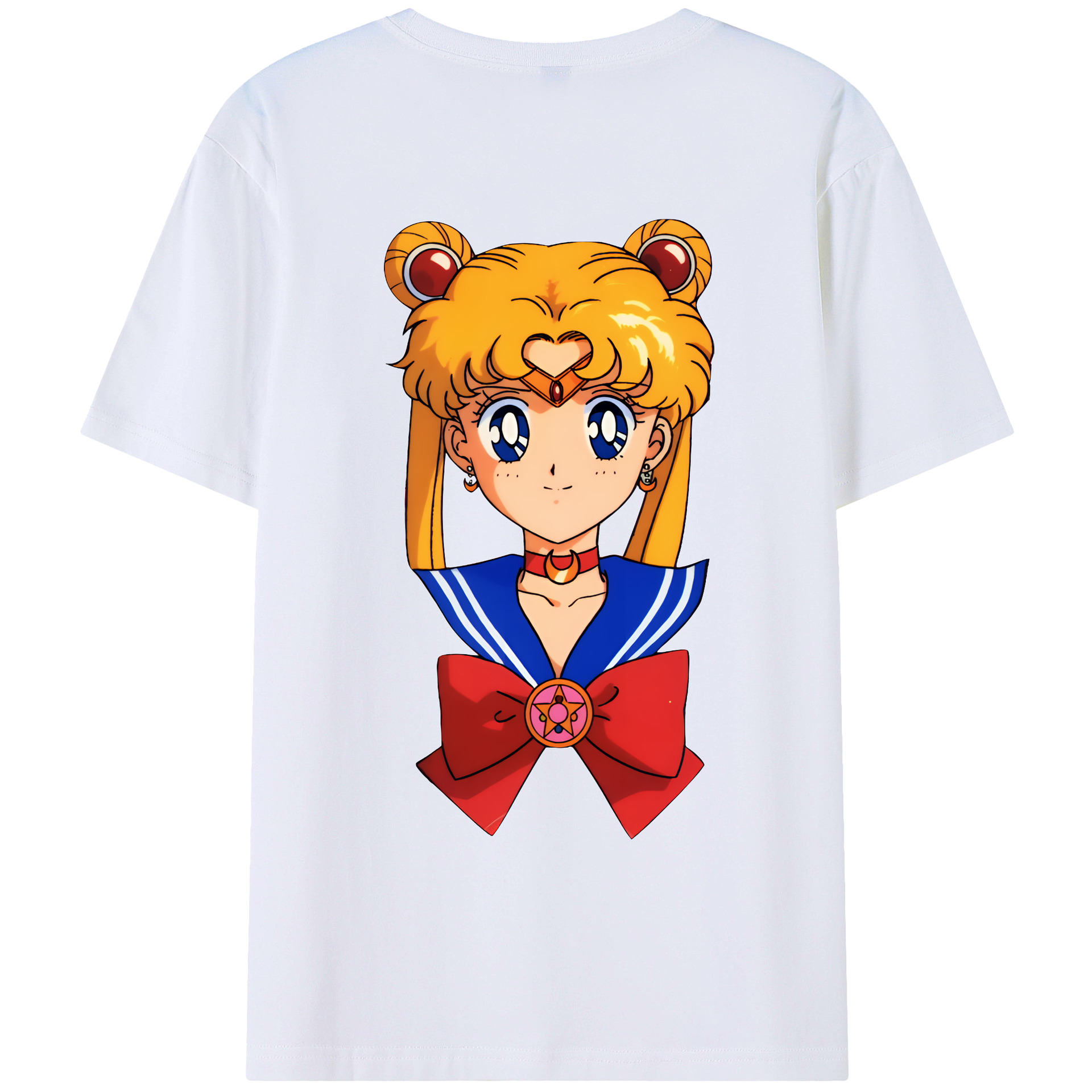 （画像用） 美少女戦士セーラームーン 月野 うさぎ つきの うさぎ Sailor Moon Tsukino Usagi 綿100％ メンズ半袖Tシャツ（バックプリント） 通気性