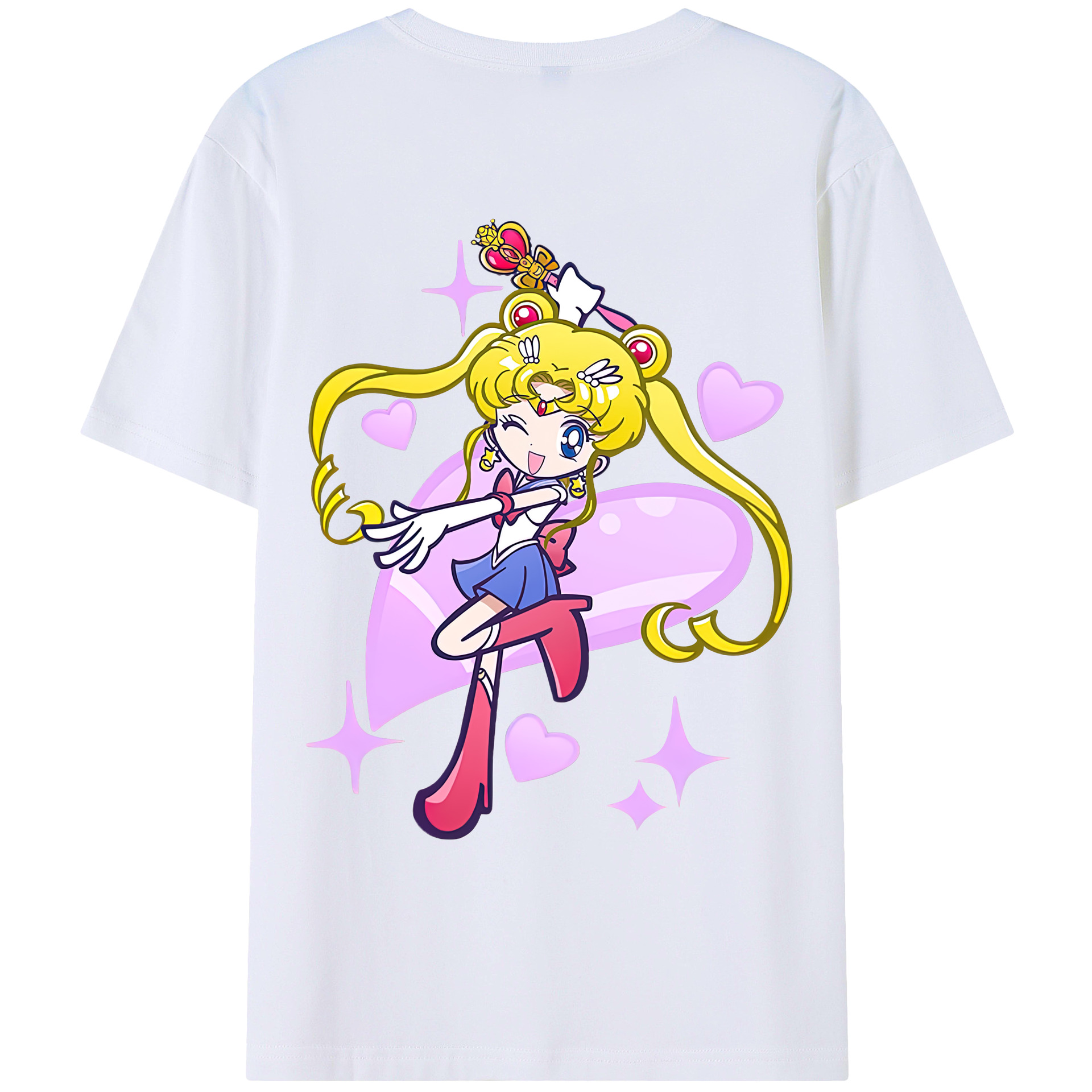 （画像用） 美少女戦士セーラームーン 月野 うさぎ つきの うさぎ Sailor Moon Tsukino Usagi 綿100％ メンズ半袖Tシャツ（バックプリント） 通気性