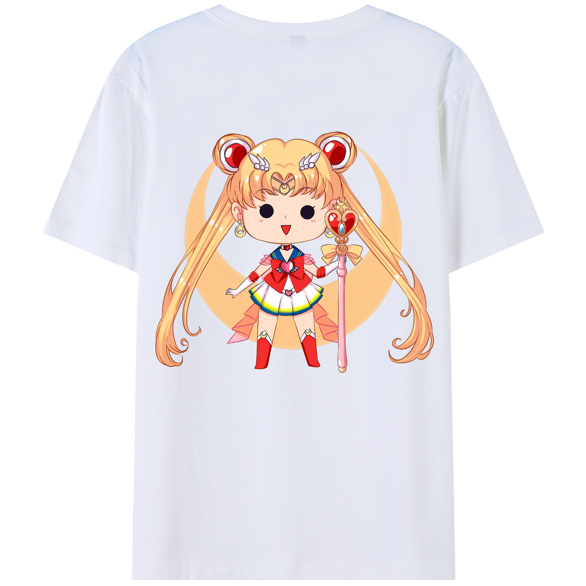 （画像用） 美少女戦士セーラームーン 月野 うさぎ つきの うさぎ Sailor Moon Tsukino Usagi 綿100％ メンズ半袖Tシャツ（バックプリント） 通気性