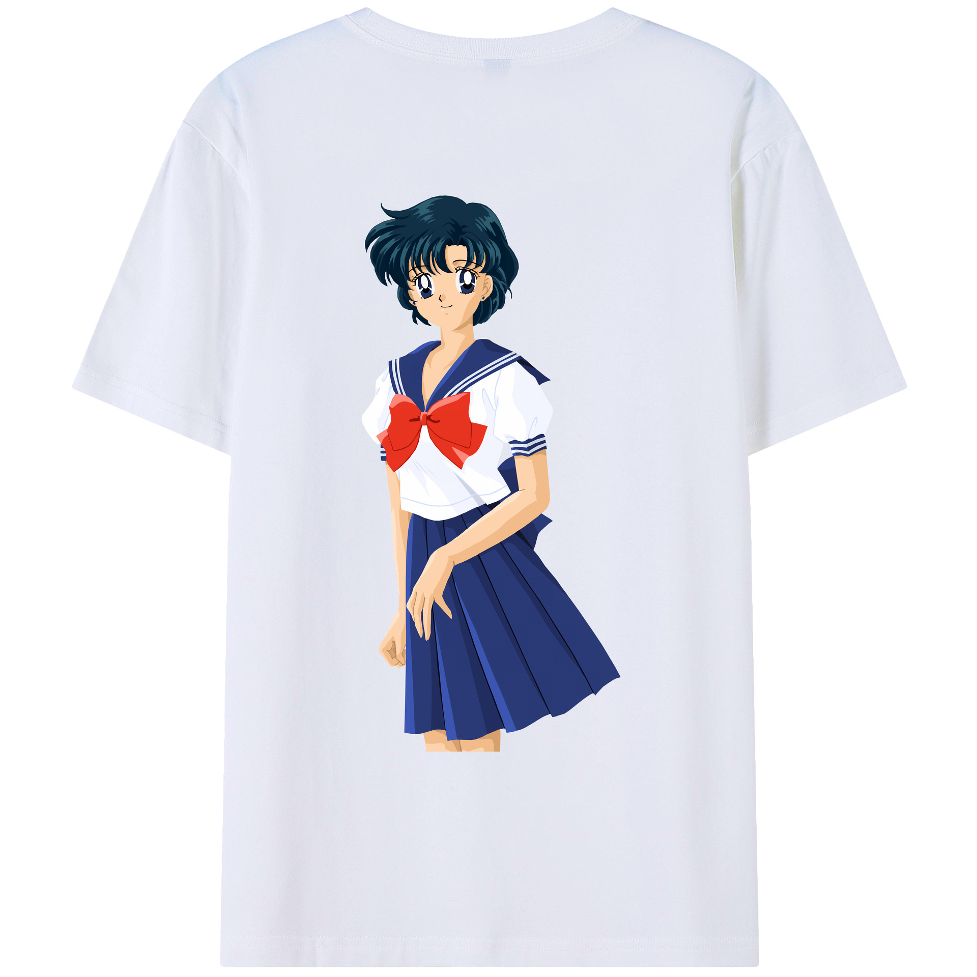 （画像用） 美少女戦士セーラームーン 水野 亜美 みずの あみ Sailor Moon Mizuno Ami 綿100％ メンズ半袖Tシャツ（バックプリント） 通気性