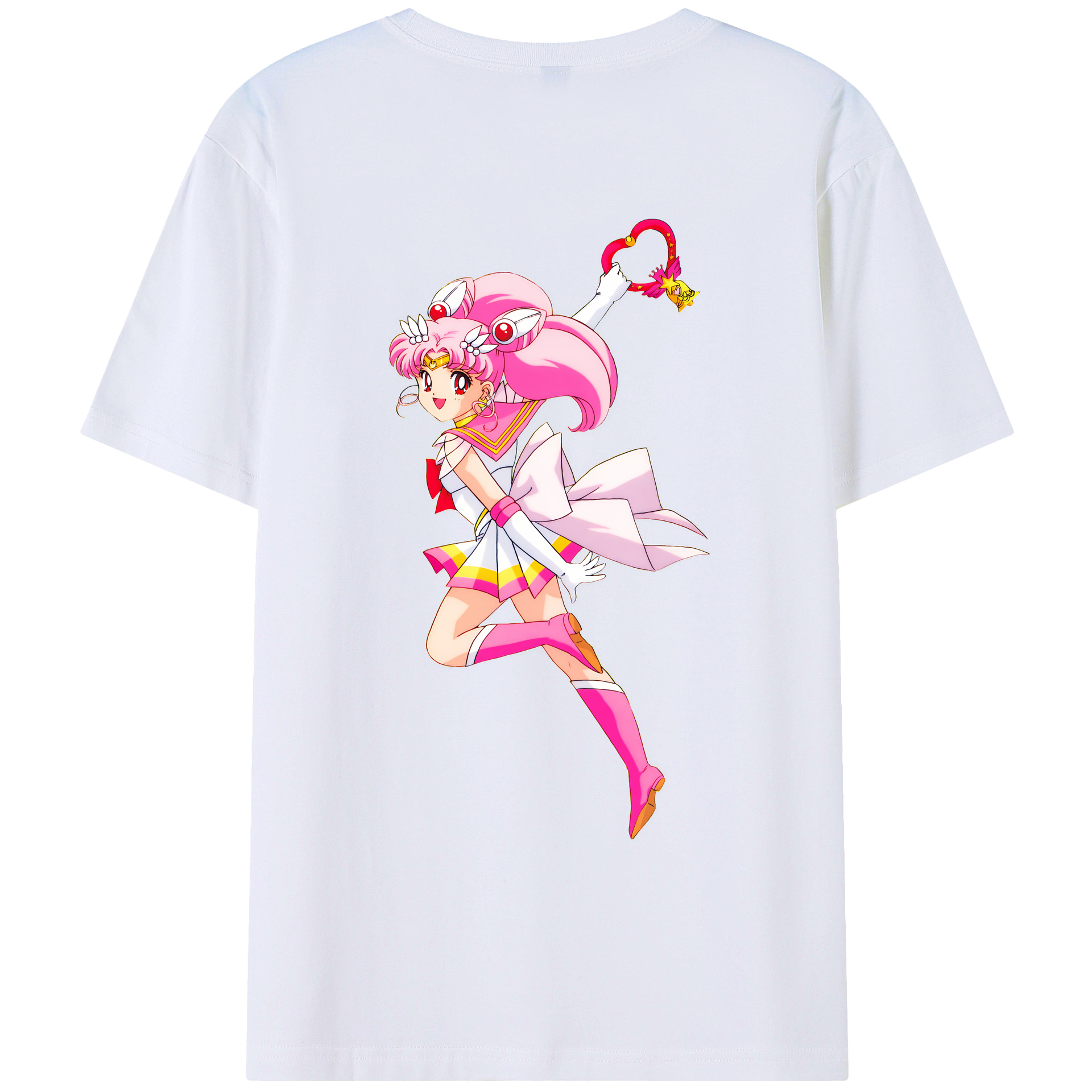（画像用） 美少女戦士セーラームーン ちびうさ Sailor Moon Chibiusa Tsukino Usagi Small Lady Serenity 綿100％ メンズ半袖Tシャツ（バックプリント） 通気性