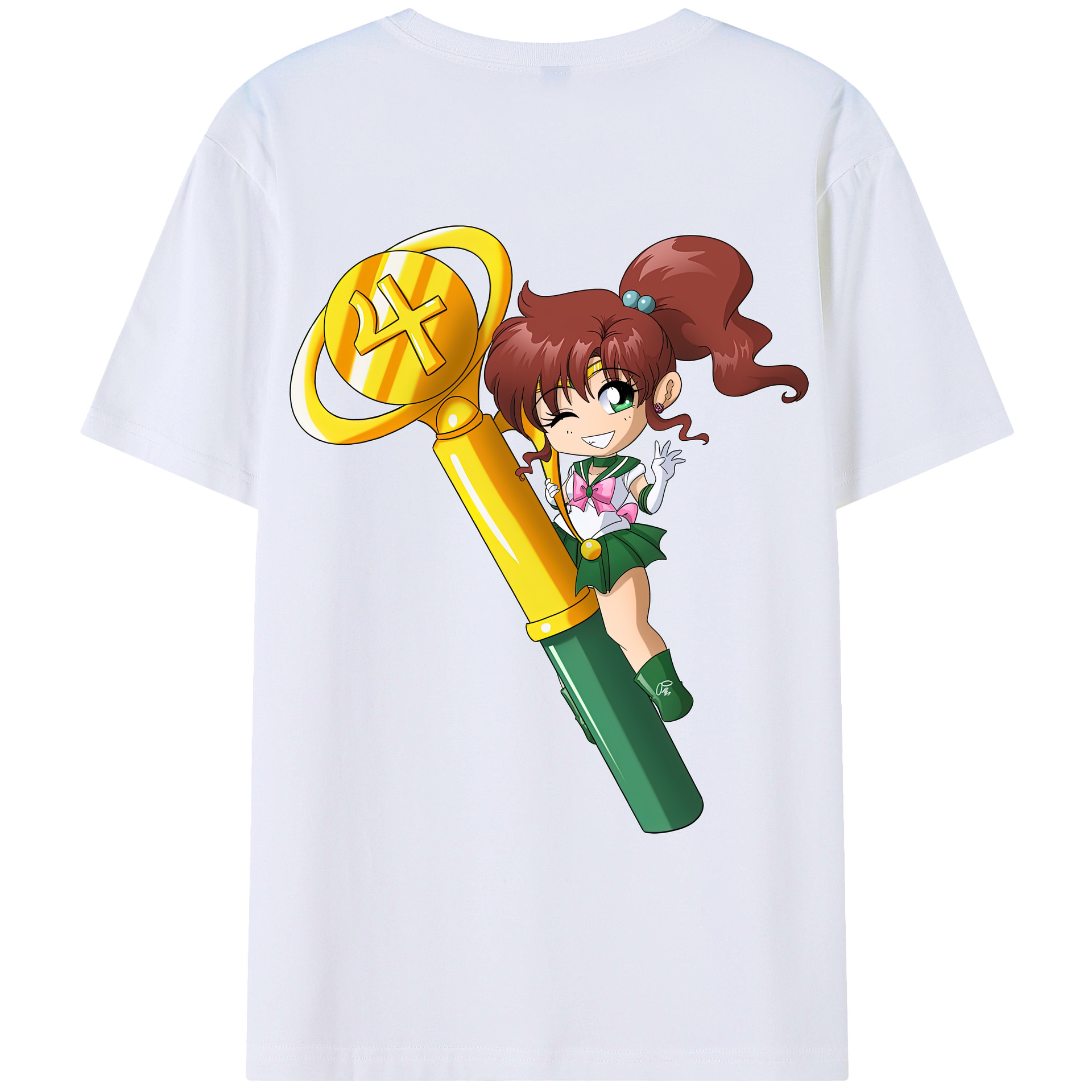 （画像用） 美少女戦士セーラームーン 木野 まこと きの まこと Sailor Moon Kino Makoto （セーラージュピター；Sailor Jupiter） 綿100％ メンズ半袖Tシャツ（バックプリント） 通気性