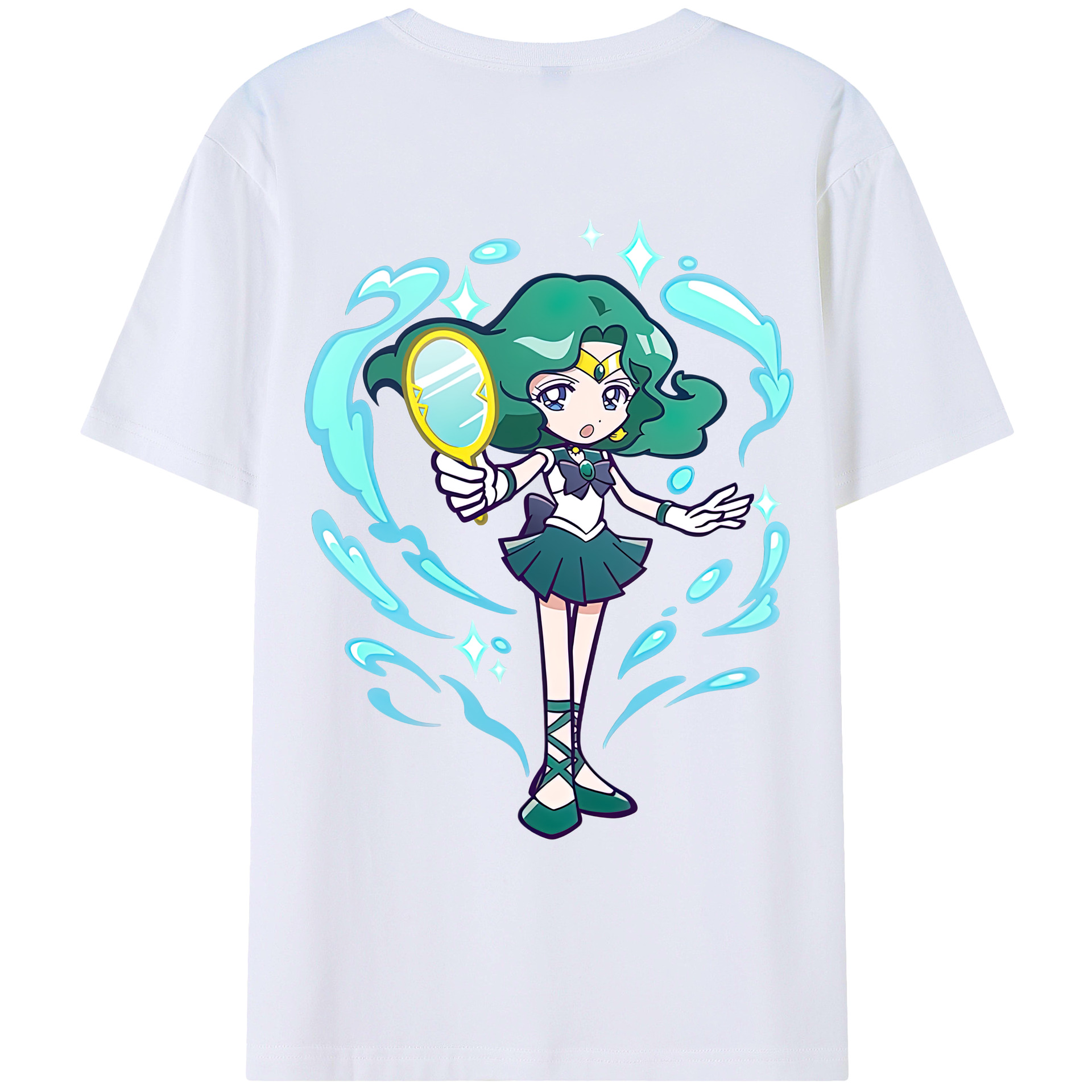 （画像用） 美少女戦士セーラームーン 海王 みちる（かいおう みちる） Sailor Moon Kaiou Michiru 綿100％ メンズ半袖Tシャツ（バックプリント） 通気性