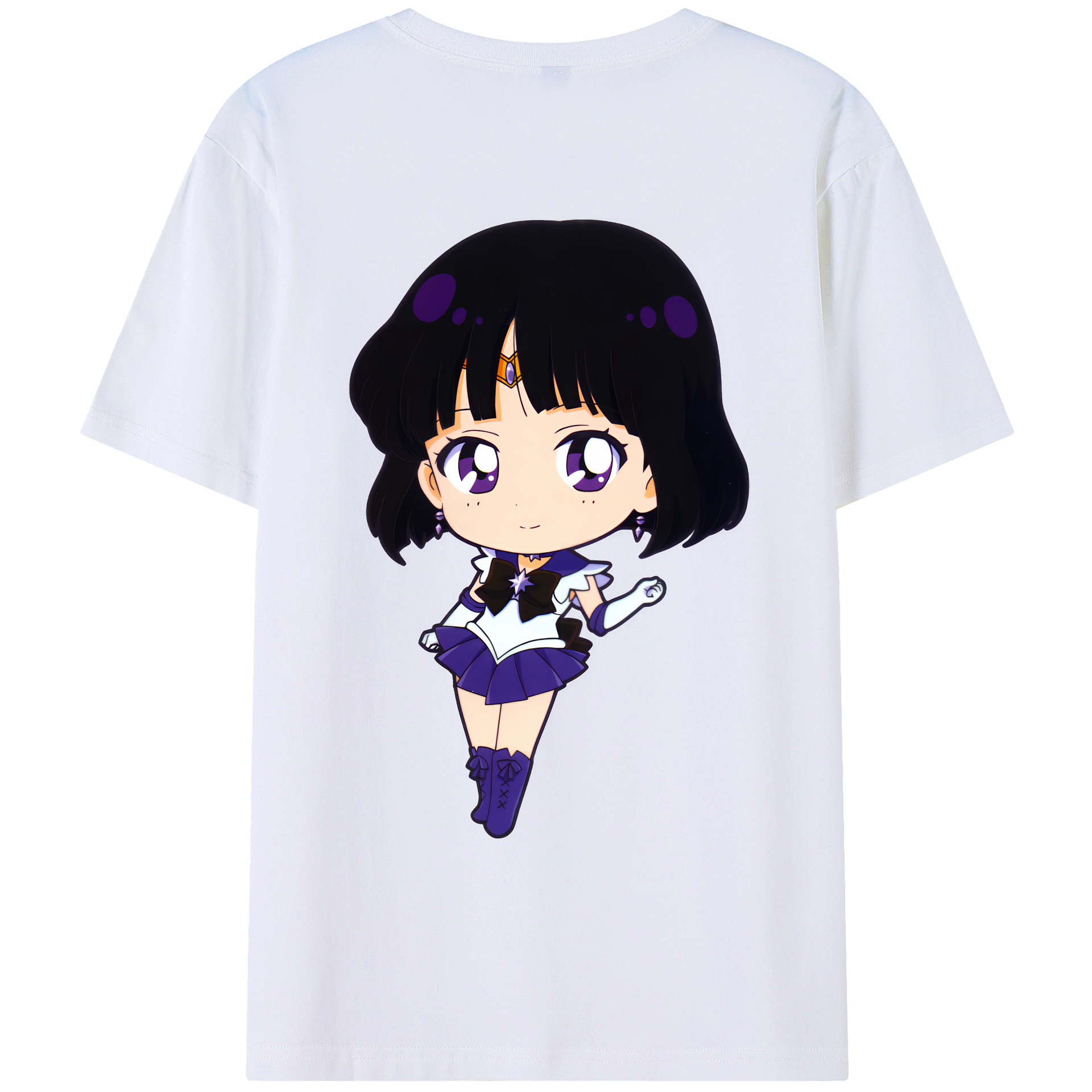 （画像用） 美少女戦士セーラームーン 土萠ほたる Sailor Moon Tomoe Hotaru （セーラーサターン；Sailor Saturn） 綿100％ メンズ半袖Tシャツ（バックプリント） 通気性