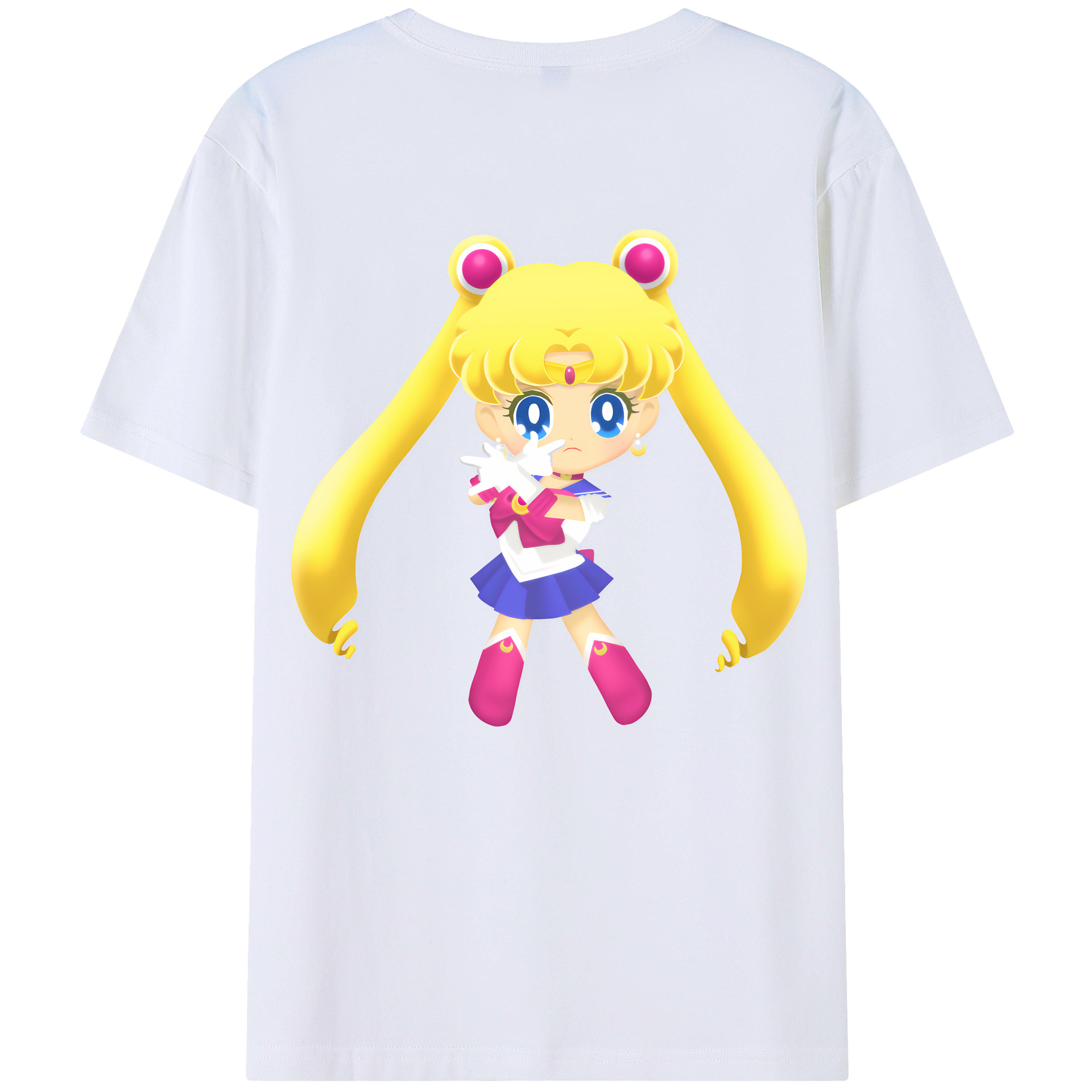 （画像用） 美少女戦士セーラームーン 月野 うさぎ つきの うさぎ Sailor Moon Tsukino Usagi 綿100％ メンズ半袖Tシャツ（バックプリント） 通気性