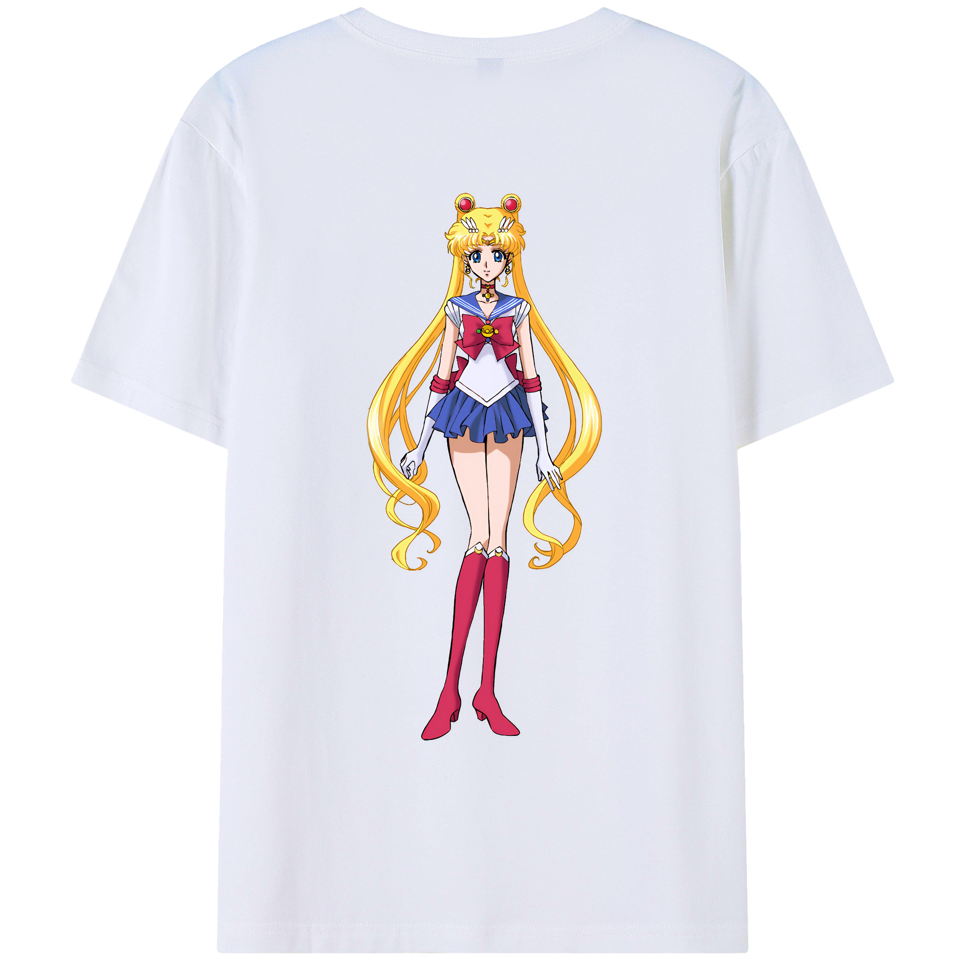 （画像用） 美少女戦士セーラームーン 月野 うさぎ つきの うさぎ Sailor Moon Tsukino Usagi 綿100％ メンズ半袖Tシャツ（バックプリント） 通気性