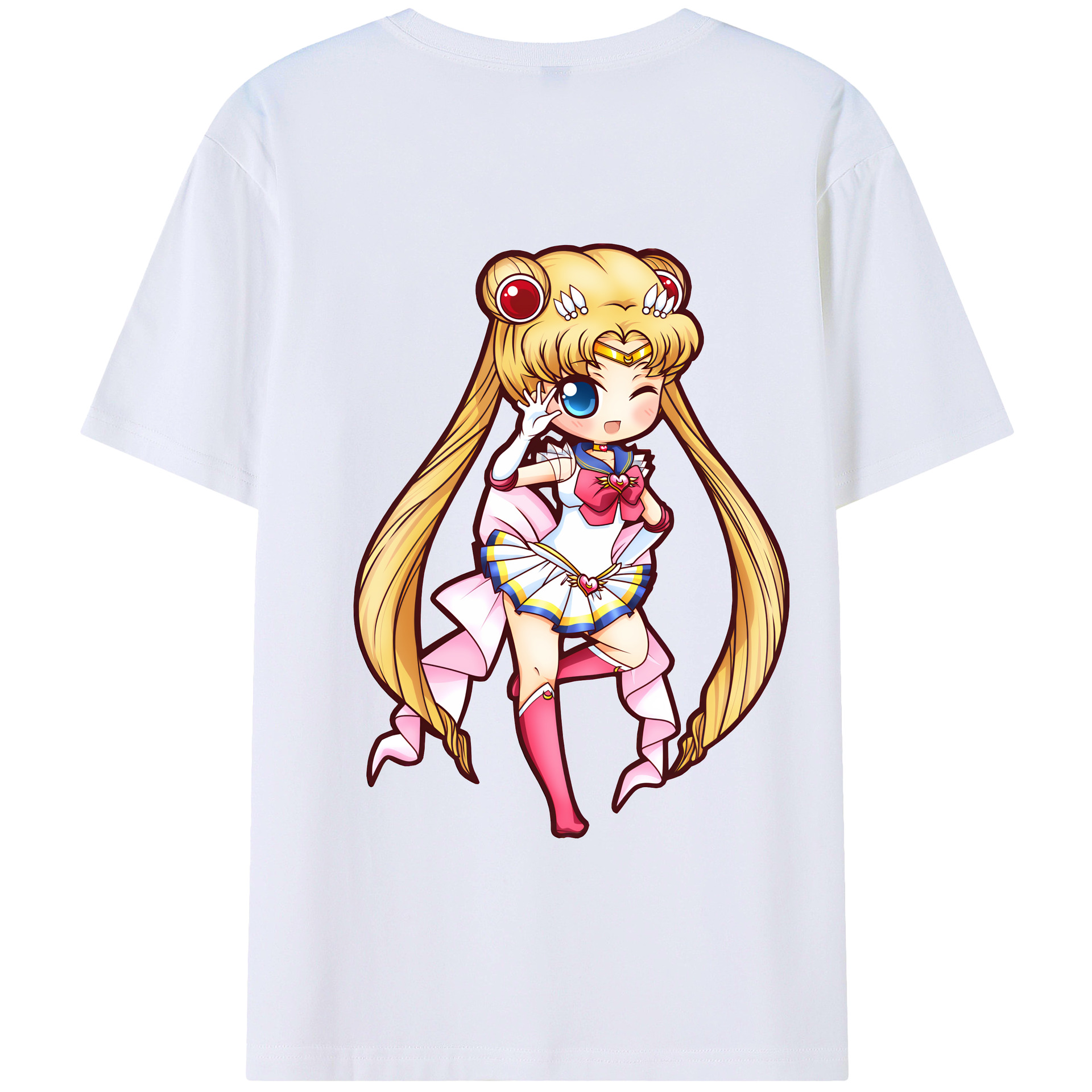 （画像用） 美少女戦士セーラームーン 月野 うさぎ つきの うさぎ Sailor Moon Tsukino Usagi 綿100％ メンズ半袖Tシャツ（バックプリント） 通気性