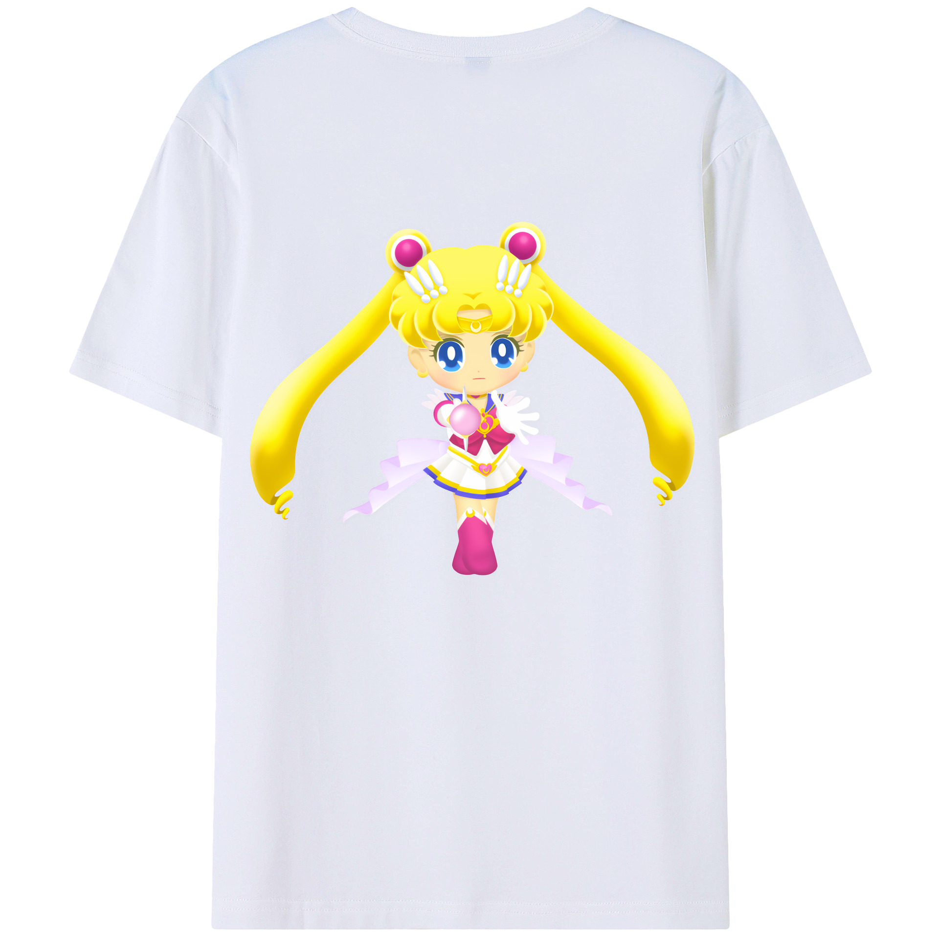 （画像用） 美少女戦士セーラームーン 月野 うさぎ つきの うさぎ Sailor Moon Tsukino Usagi 綿100％ メンズ半袖Tシャツ（バックプリント） 通気性