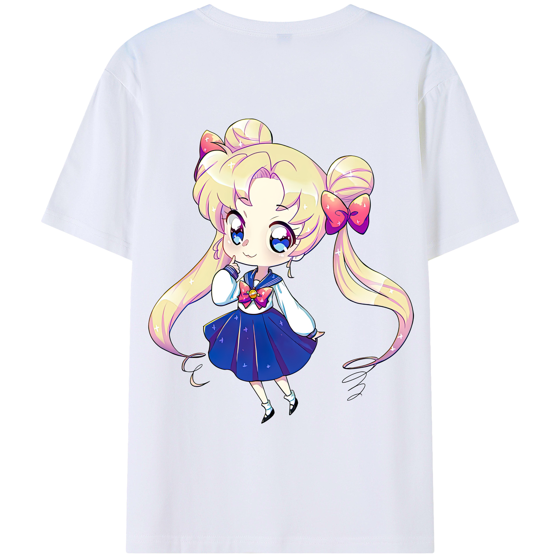 （画像用） 美少女戦士セーラームーン 月野 うさぎ つきの うさぎ Sailor Moon Tsukino Usagi 綿100％ メンズ半袖Tシャツ（バックプリント） 通気性