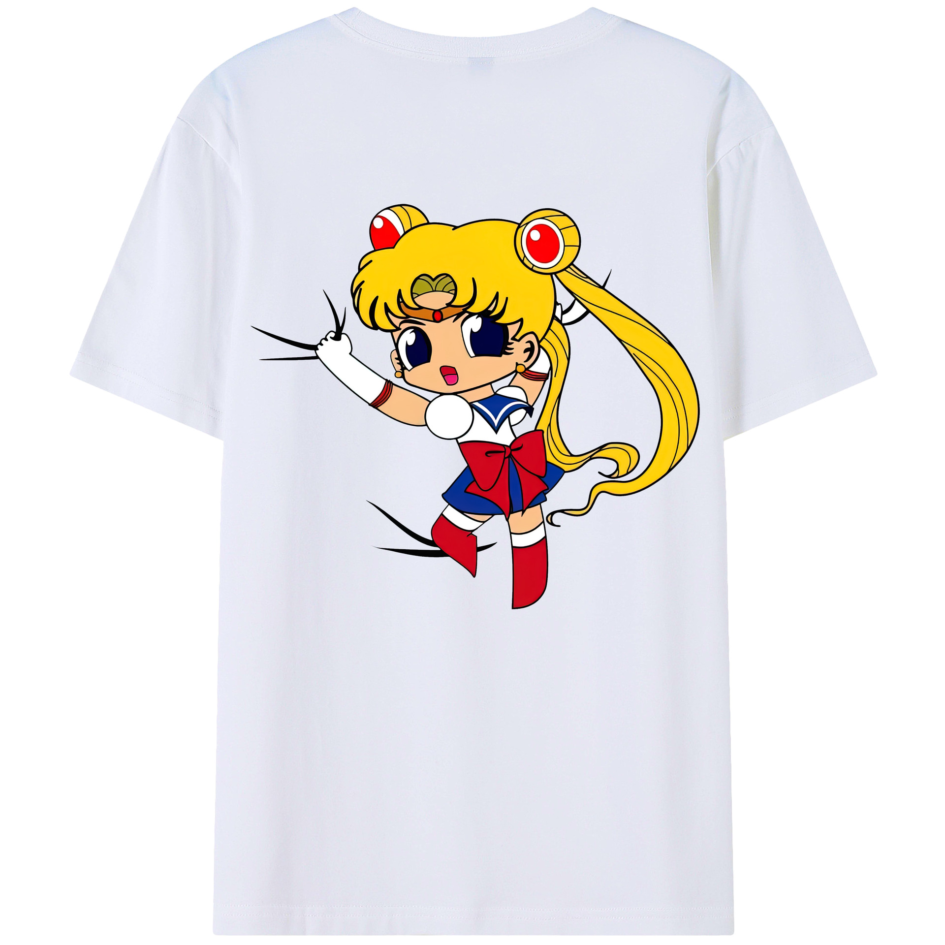 （画像用） 美少女戦士セーラームーン 月野 うさぎ つきの うさぎ Sailor Moon Tsukino Usagi 綿100％ メンズ半袖Tシャツ（バックプリント） 通気性