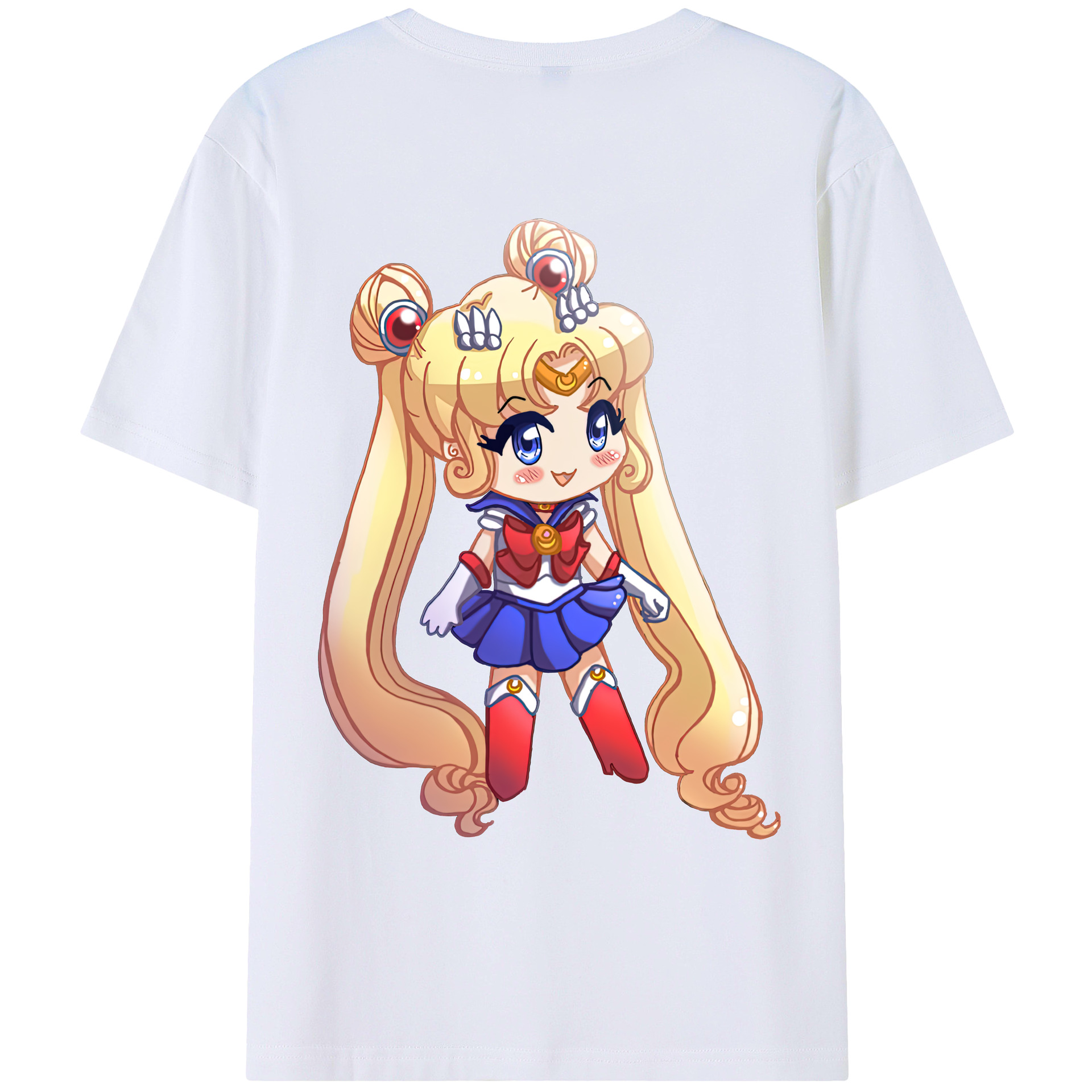 （画像用） 美少女戦士セーラームーン 月野 うさぎ つきの うさぎ Sailor Moon Tsukino Usagi 綿100％ メンズ半袖Tシャツ（バックプリント） 通気性
