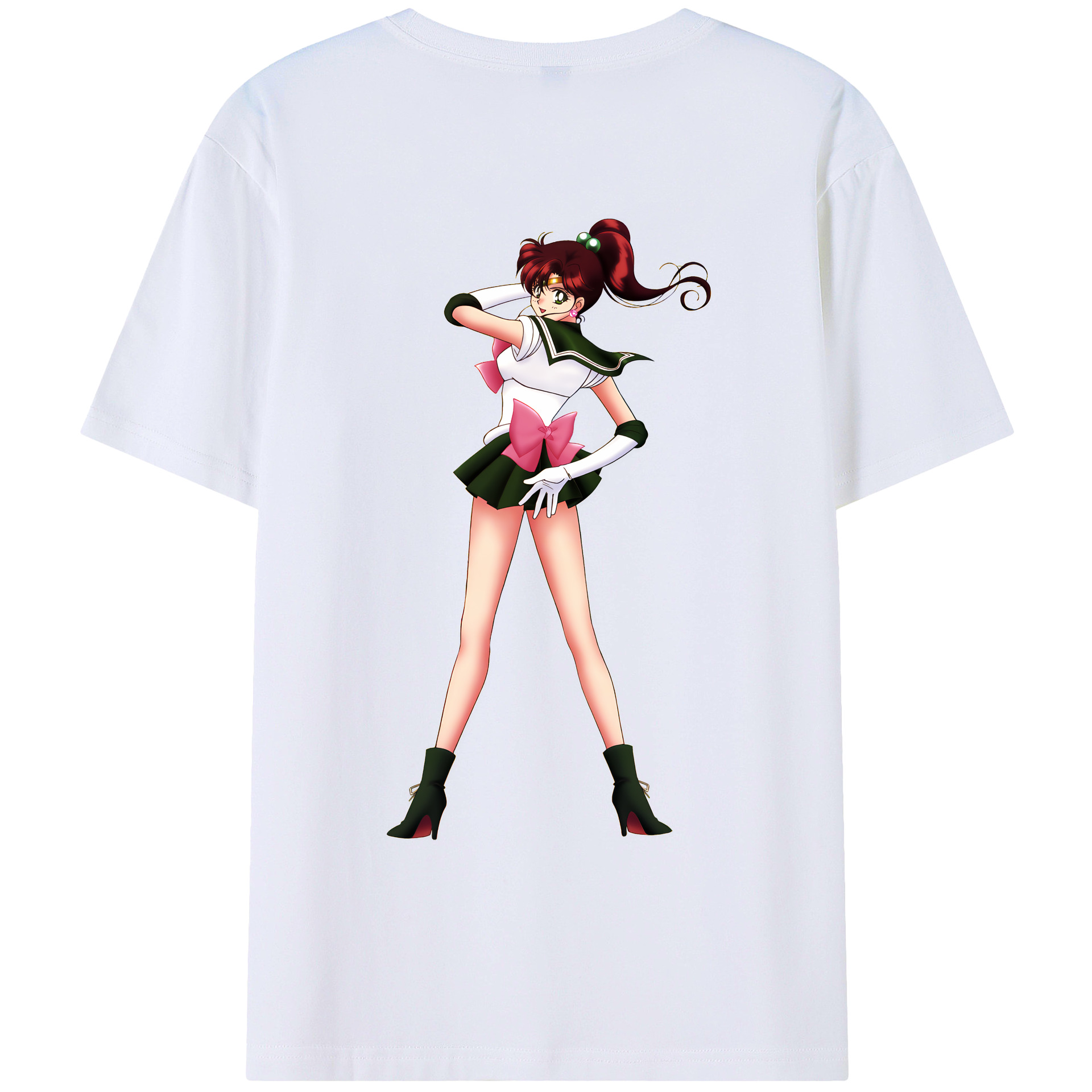 （画像用） 美少女戦士セーラームーン 木野 まこと きの まこと Sailor Moon Kino Makoto （セーラージュピター；Sailor Jupiter） 綿100％ メンズ半袖Tシャツ（バックプリント） 通気性
