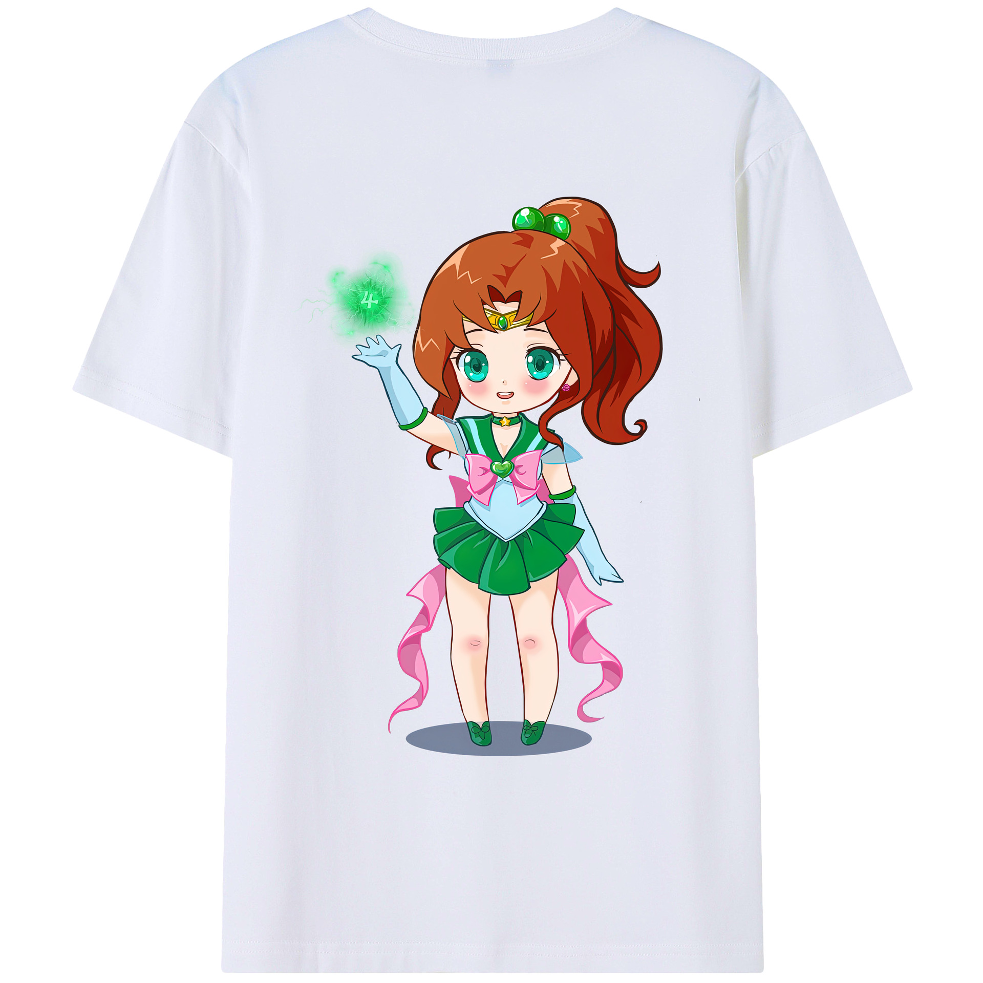 （画像用） 美少女戦士セーラームーン 木野 まこと きの まこと Sailor Moon Kino Makoto （セーラージュピター；Sailor Jupiter） 綿100％ メンズ半袖Tシャツ（バックプリント） 通気性