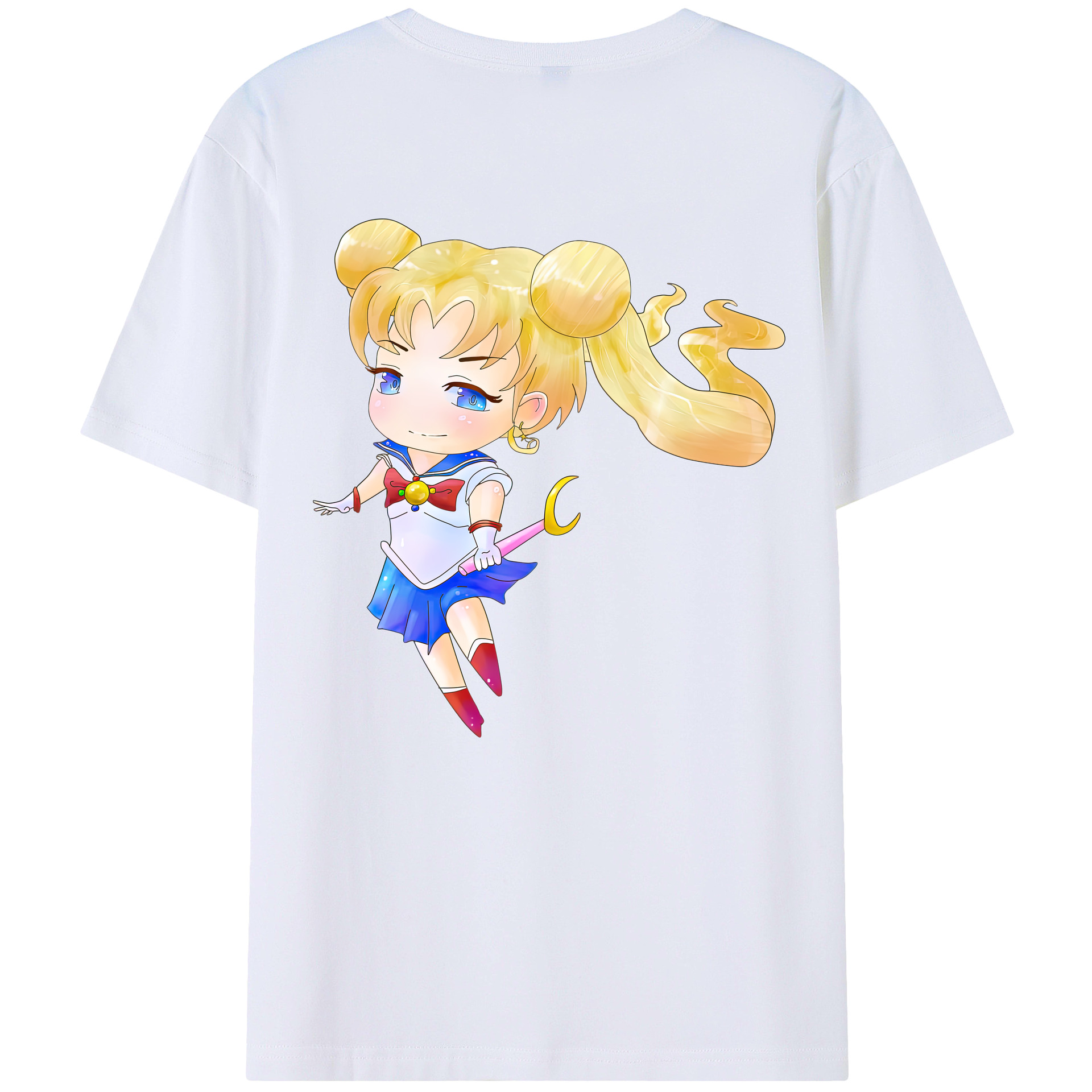 （画像用） 美少女戦士セーラームーン 愛野 美奈子 あいの みなこ Sailor Moon Aino Minako 綿100％ メンズ半袖Tシャツ（バックプリント） 通気性