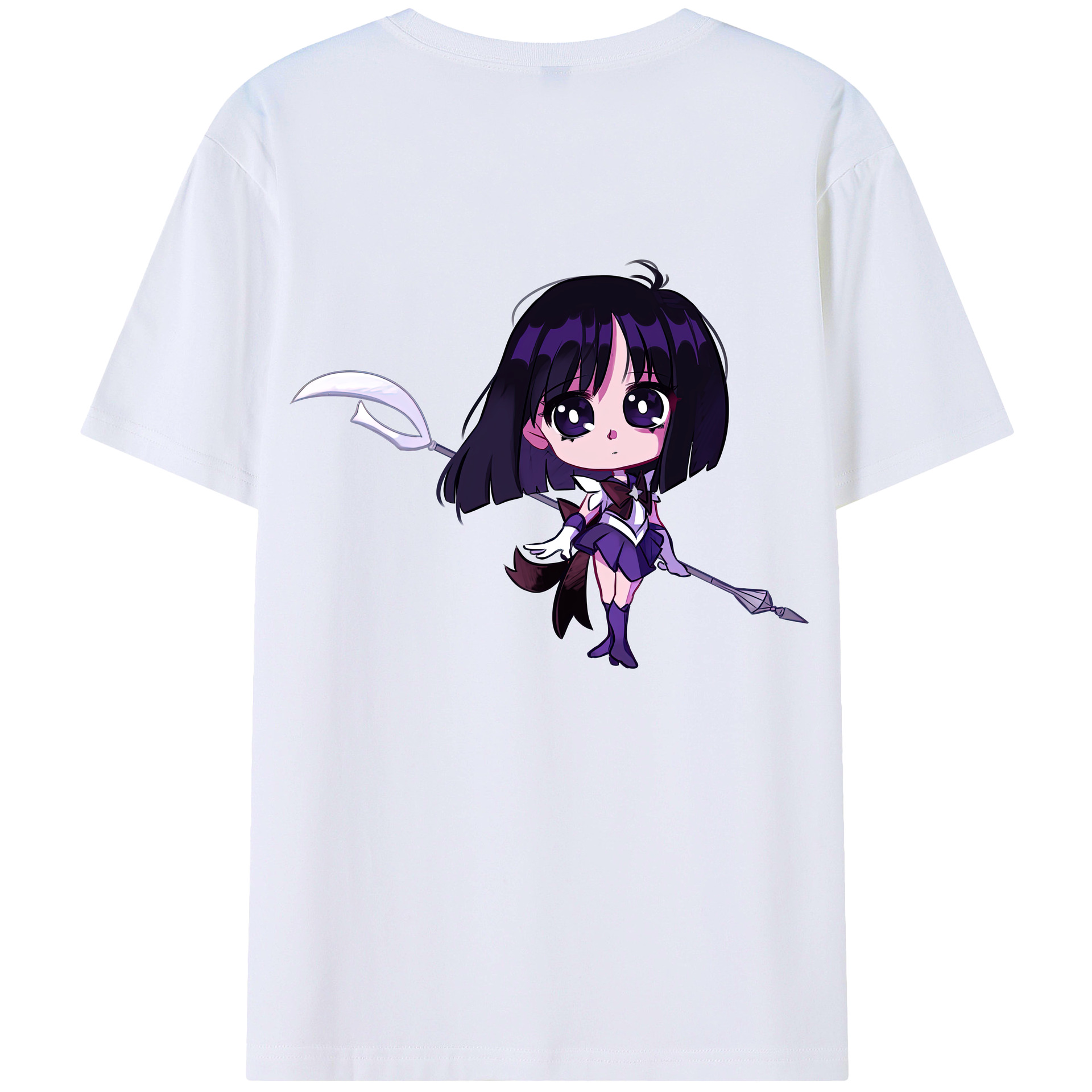 （画像用） 美少女戦士セーラームーン 土萠ほたる Sailor Moon Tomoe Hotaru （セーラーサターン；Sailor Saturn） 綿100％ メンズ半袖Tシャツ（バックプリント） 通気性