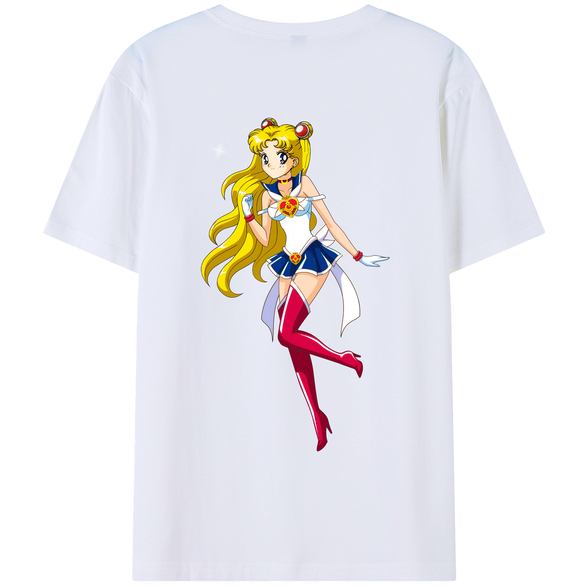 （画像用） 美少女戦士セーラームーン 月野 うさぎ つきの うさぎ Sailor Moon Tsukino Usagi 綿100％ メンズ半袖Tシャツ（バックプリント） 通気性