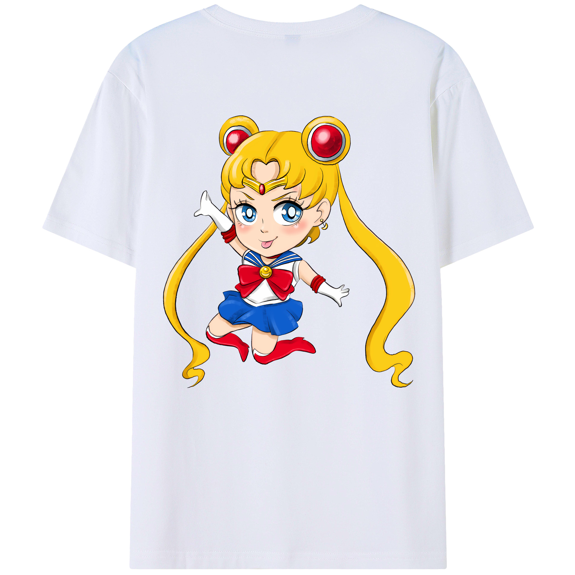 （画像用） 美少女戦士セーラームーン 月野 うさぎ つきの うさぎ Sailor Moon Tsukino Usagi 綿100％ メンズ半袖Tシャツ（バックプリント） 通気性