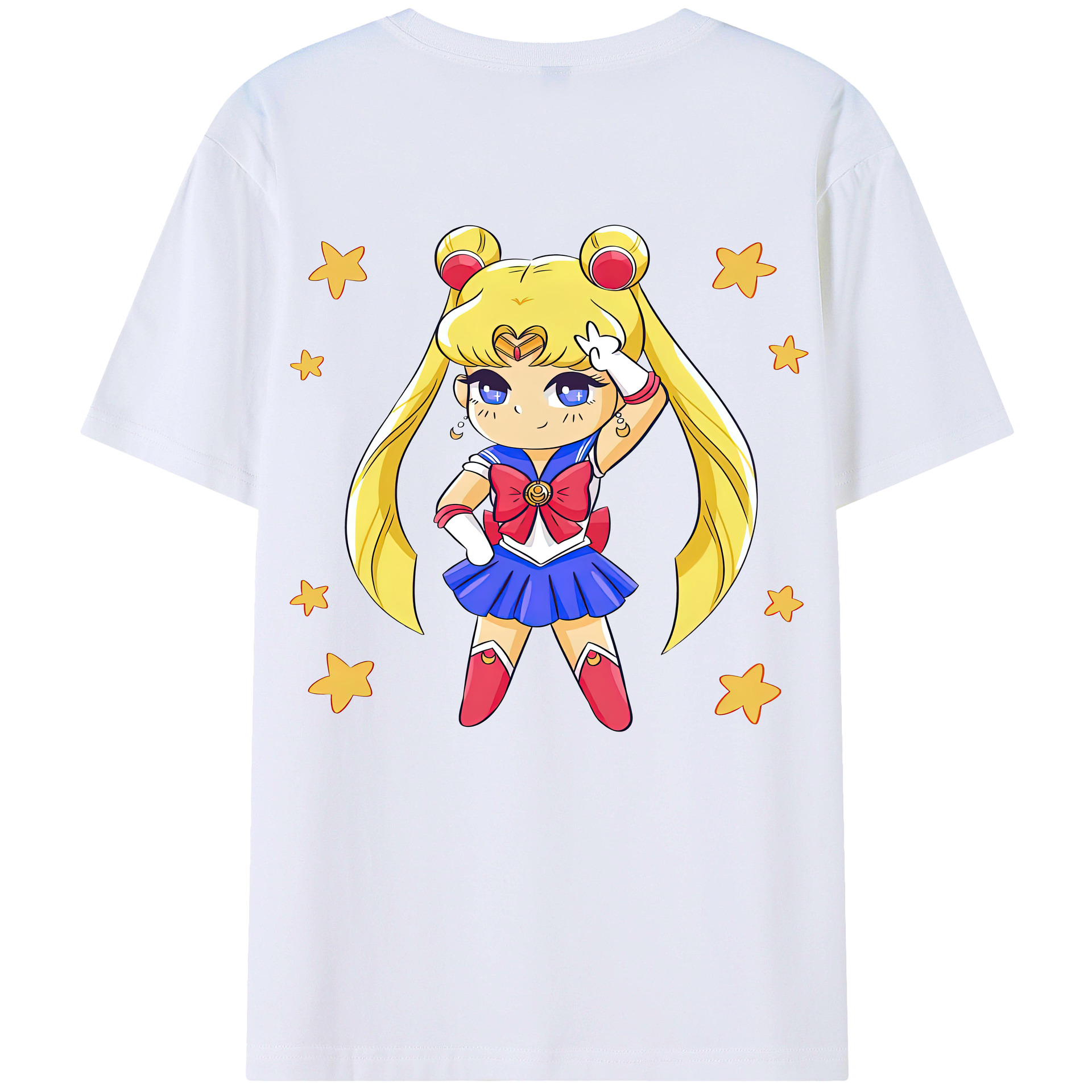 （画像用） 美少女戦士セーラームーン 月野 うさぎ つきの うさぎ Sailor Moon Tsukino Usagi 綿100％ メンズ半袖Tシャツ（バックプリント） 通気性