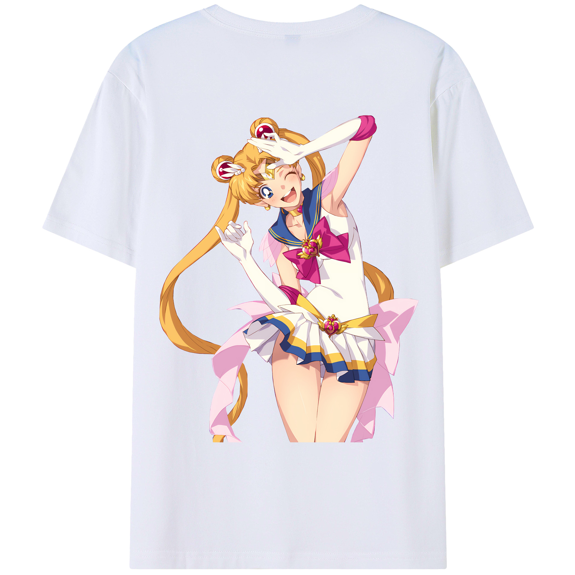 （画像用） 美少女戦士セーラームーン 月野 うさぎ つきの うさぎ Sailor Moon Tsukino Usagi 綿100％ メンズ半袖Tシャツ（バックプリント） 通気性