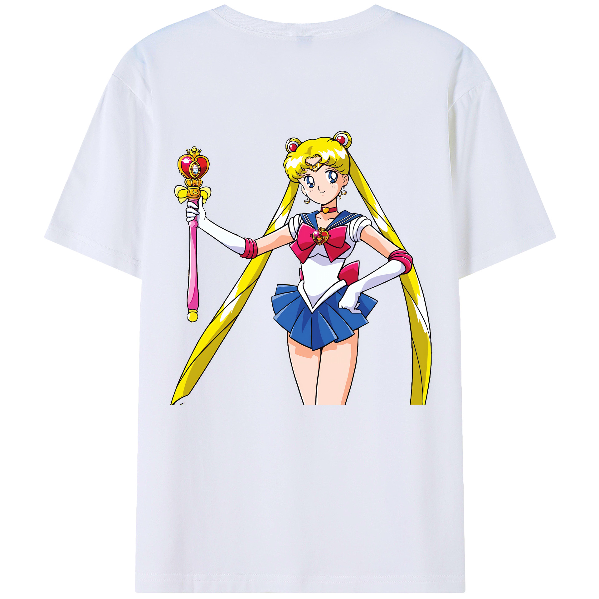 （画像用） 美少女戦士セーラームーン 月野 うさぎ つきの うさぎ Sailor Moon Tsukino Usagi 綿100％ メンズ半袖Tシャツ（バックプリント） 通気性