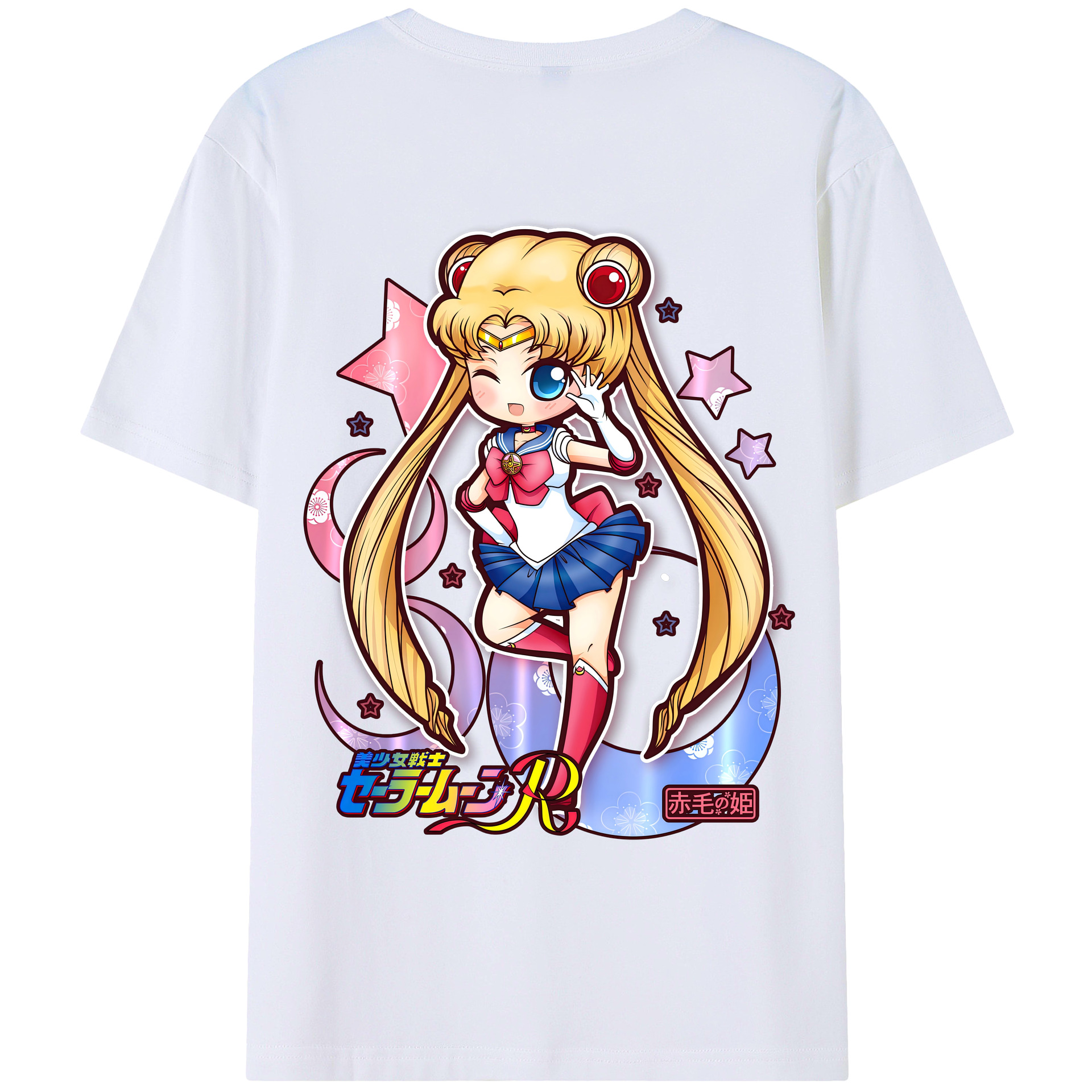 （画像用） 美少女戦士セーラームーン 月野 うさぎ つきの うさぎ Sailor Moon Tsukino Usagi 綿100％ メンズ半袖Tシャツ（バックプリント） 通気性