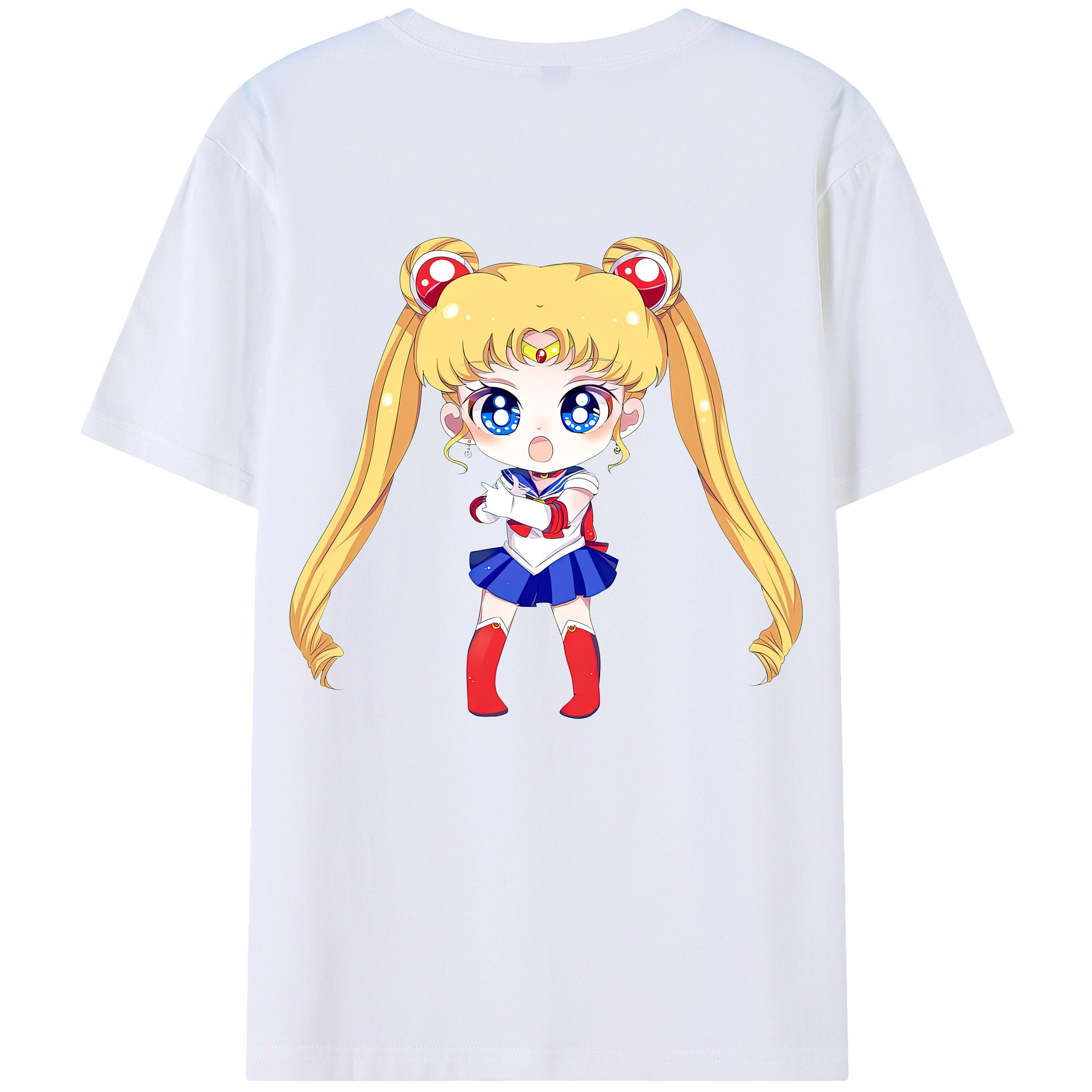 （画像用） 美少女戦士セーラームーン 月野 うさぎ つきの うさぎ Sailor Moon Tsukino Usagi 綿100％ メンズ半袖Tシャツ（バックプリント） 通気性