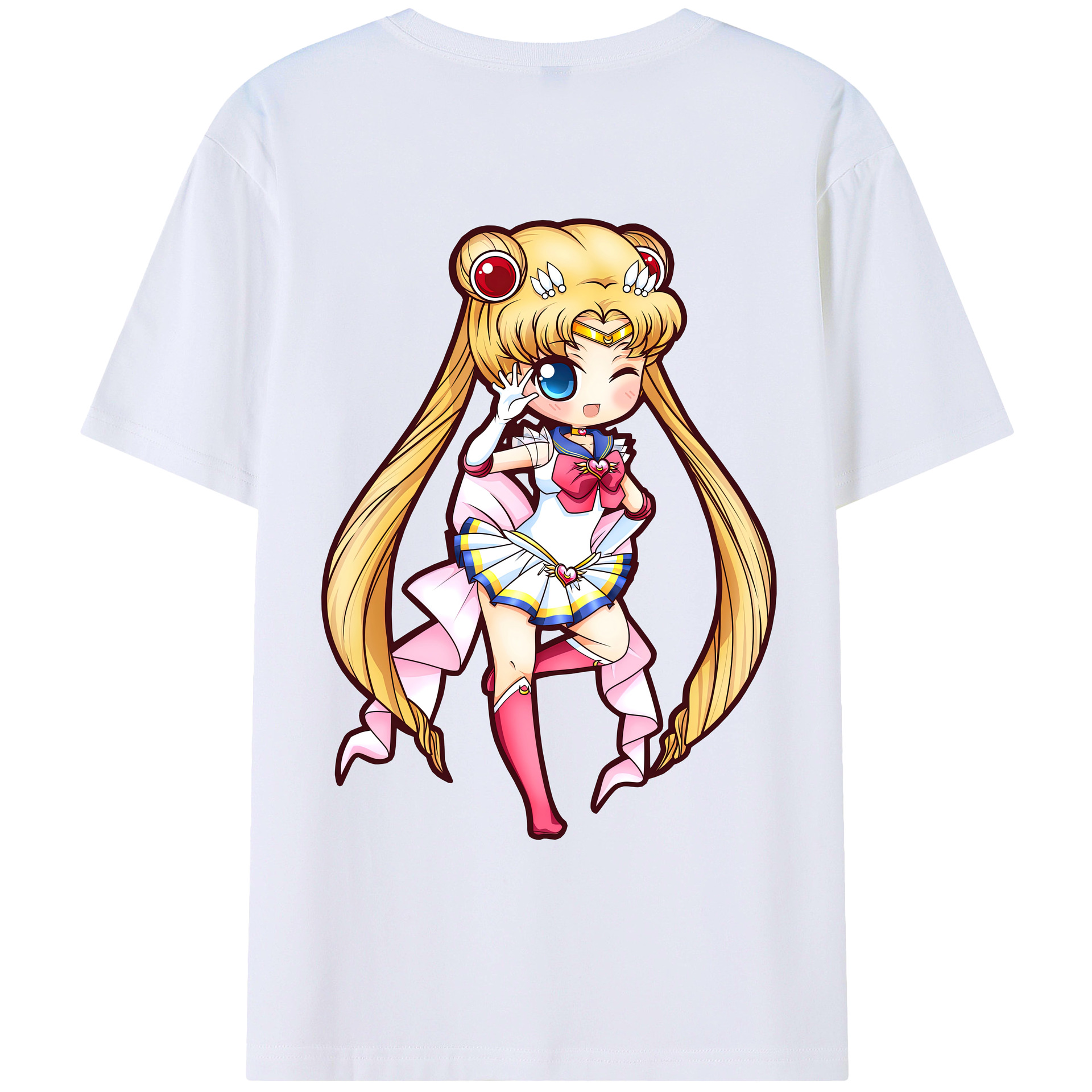 （画像用） 美少女戦士セーラームーン 月野 うさぎ つきの うさぎ Sailor Moon Tsukino Usagi 綿100％ メンズ半袖Tシャツ（バックプリント） 通気性